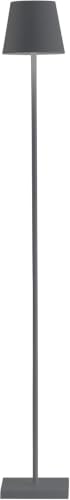 Zafferano, Poldina Lampe L, Kabellose, Wiederaufladbare Stehlampe mit Touch Control, Geeignet für Wohnzimmer und Außenbereich, Dimmer, 2200-3000 K, Höhenverstellbar 52-122 cm, Farbe Dunkelgrau