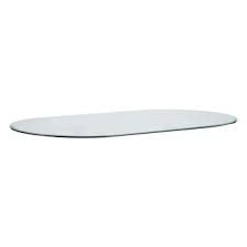 28" X 54" Racetrack Oval Tempered Glass Table Top 1/2" Thick 1" Beveled Edge Clear