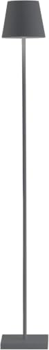 Zafferano, Lámpara Poldina L, Lámpara de Pie Recargable e Inalámbrica con Control Táctil, Adecuada para Interior y Exterior, Atenuador, 2200-3000 K, Altura Ajustable 52-122 cm, Color Gris Oscuro