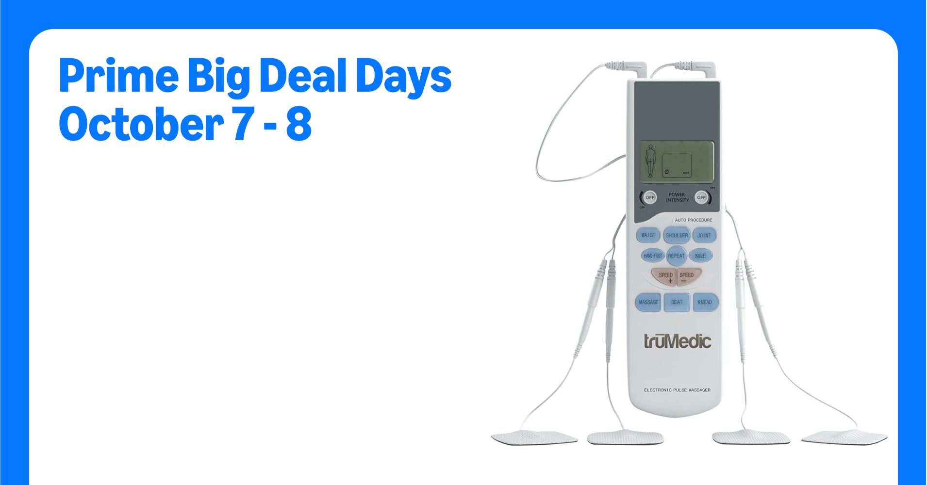 TruMedic TENS Electronic Pulse Unit & 4 Electrode Pads - For Muscle Stiffness, Soreness, Aches & Pains, Perfect for Relaxing Tight Muscles & Nerves for Electrotherapy Pain Management (PL-009)
