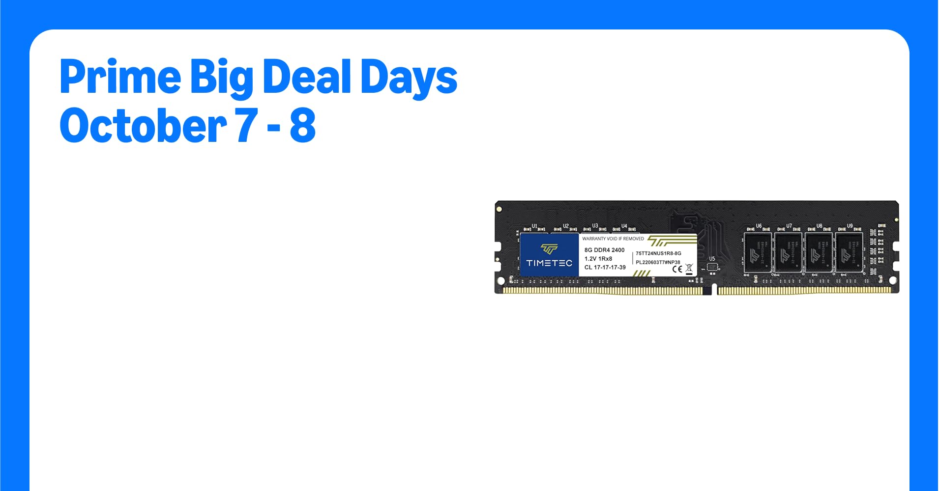 Timetec 8GB DDR4 2400MHz PC4-19200 Non-ECC Unbuffered 1.2V CL17 1Rx8 Single Rank 288 Pin UDIMM Desktop PC Computer Memory RAM Module Upgrade (8GB)