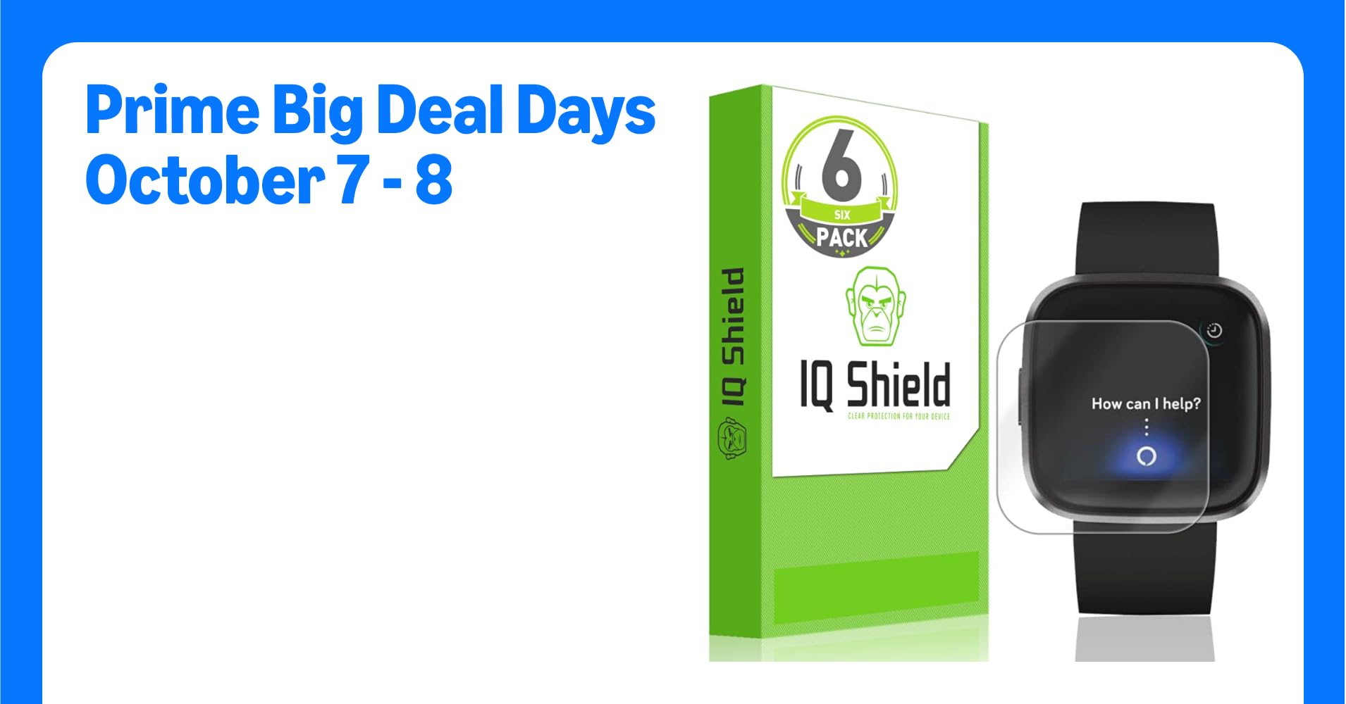 IQShield Screen Protector Compatible with Fitbit Versa 2 (6-Pack) Anti-Bubble Clear TPU Film