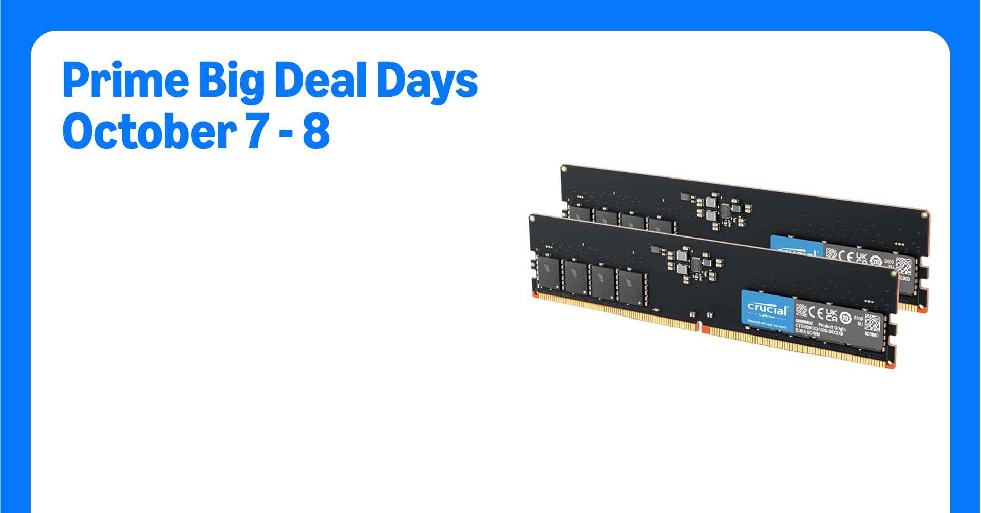 Crucial 64GB DDR5 RAM Kit (2x32GB), 4800MHz CL40 Desktop Memory, UDIMM 288-Pin, Compatible with 13th Gen Intel Core and AMD Ryzen 7000 - CT2K32G48C40U5