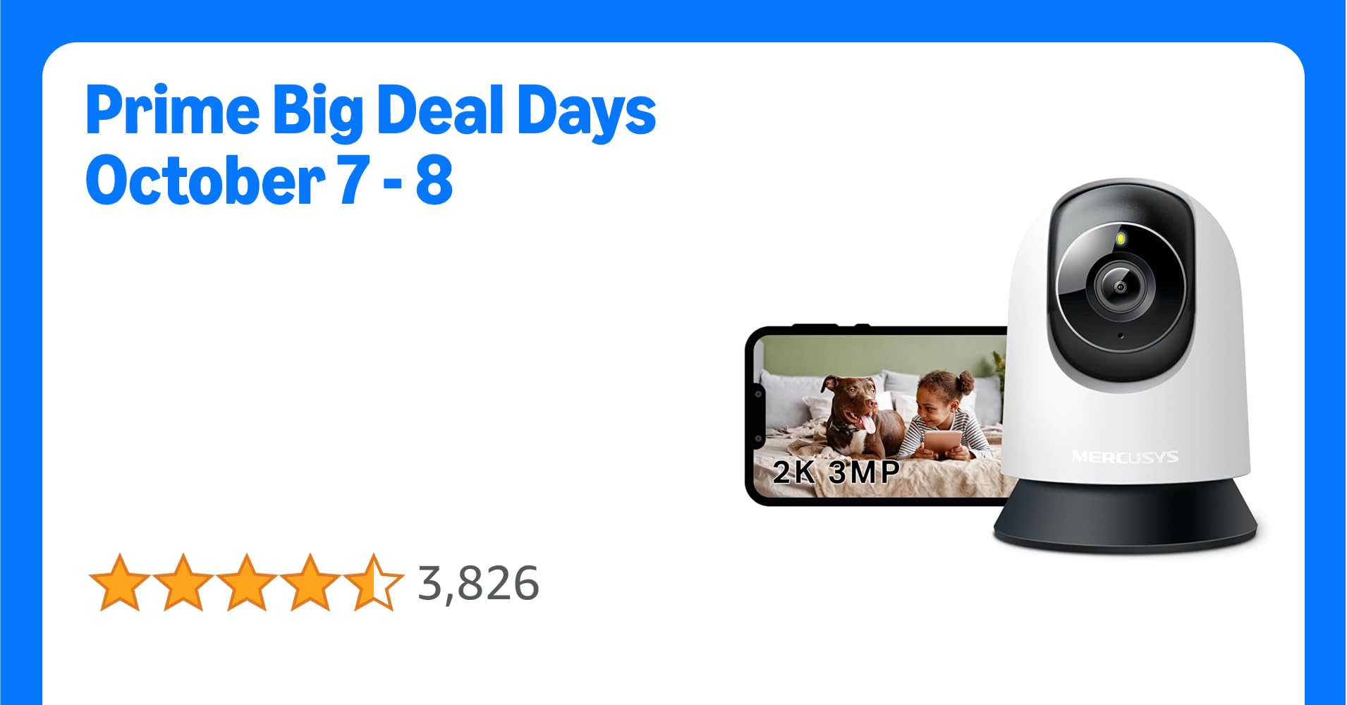 MERCUSYS MC210 Indoor Camera,2K 3MP,TP-Link Security Camera,Pet Camera,Baby Monitor,Smart Detection,Night Vision,Full Coverage,2 Way Audio,APP Control,Google Home/Alexa,No Monthly fee