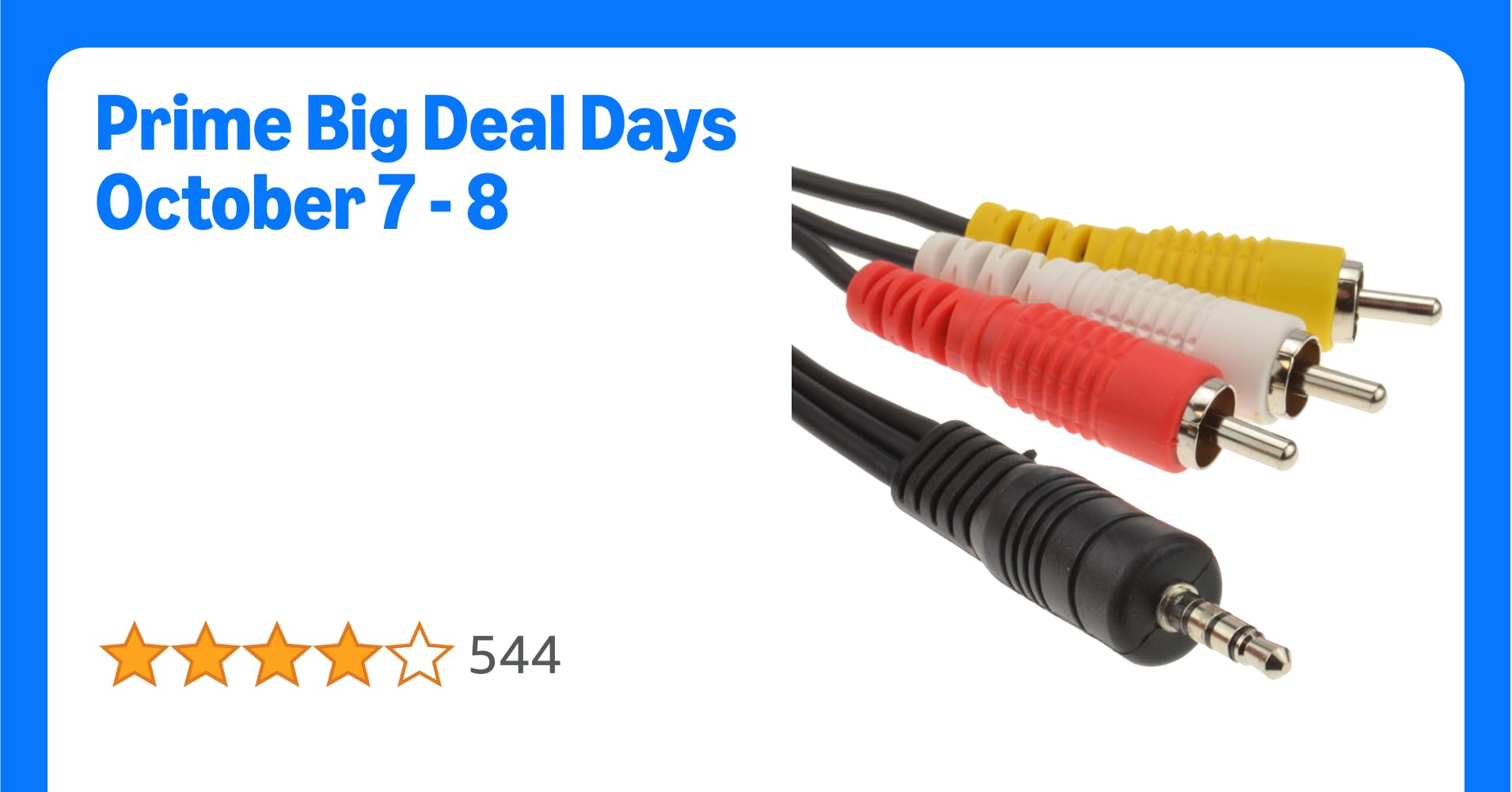 3.5mm 4 Pole Jack Plug to 3 x RCA Phono Composite & Audio Cable