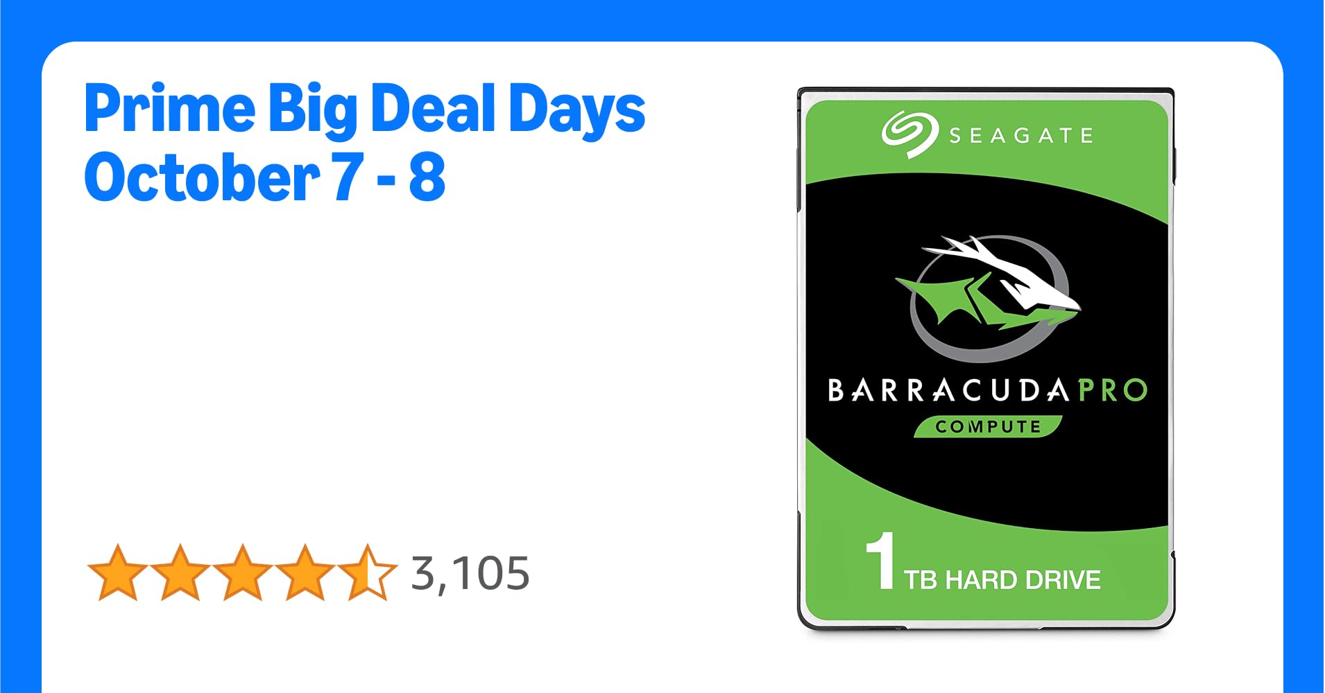 Seagate BarraCuda Pro 1TB Internal Hard Drive HDD - 2.5 Inch SATA 6 Gb/s 7200 RPM 128MB Cache for Computer Desktop PC - Amazon Exclusive - Frustration Free Packaging (ST1000LMZ49)