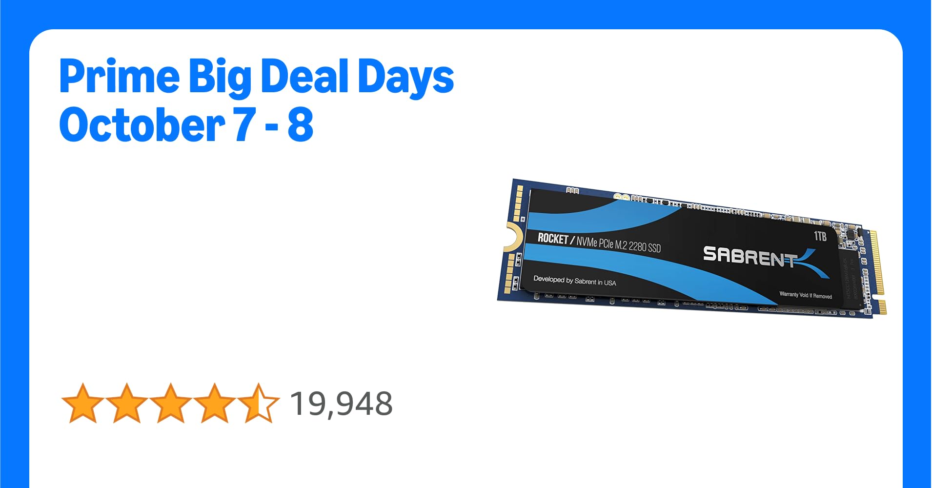 SABRENT M.2 NVMe SSD 1TB Internal Solid State 3400MB/s Read, PCIe 3.0 X4 2280, M2 Hard Drive High Performance Compatible with PCs, NUCs Laptops, and Desktops (SB-ROCKET-1TB)