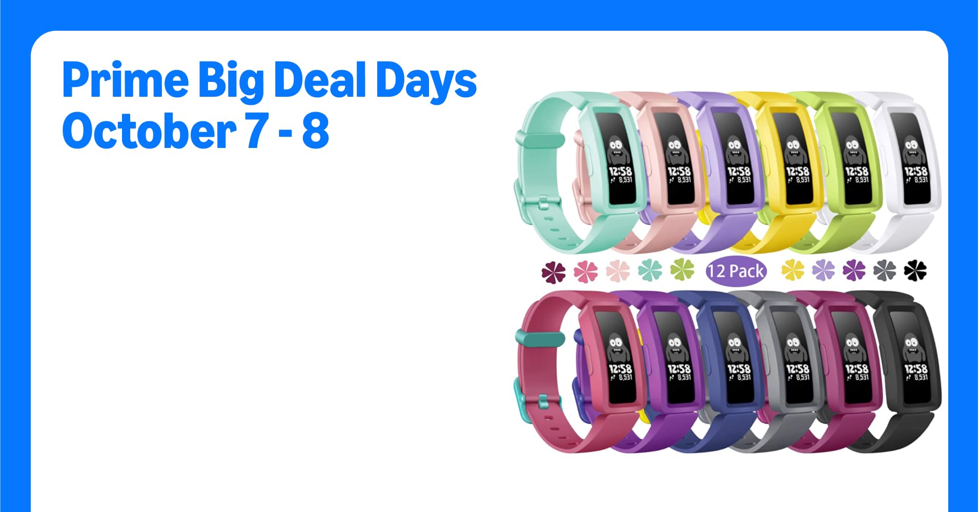 KOLEK Bands Compatible with Fitbit Ace 2 for Kids,Soft Silicone Waterproof Bracelet Accessories Sports Watch Strap Wristbands Replacement for Fitbit Ace 2 Boys Girls (12pack)