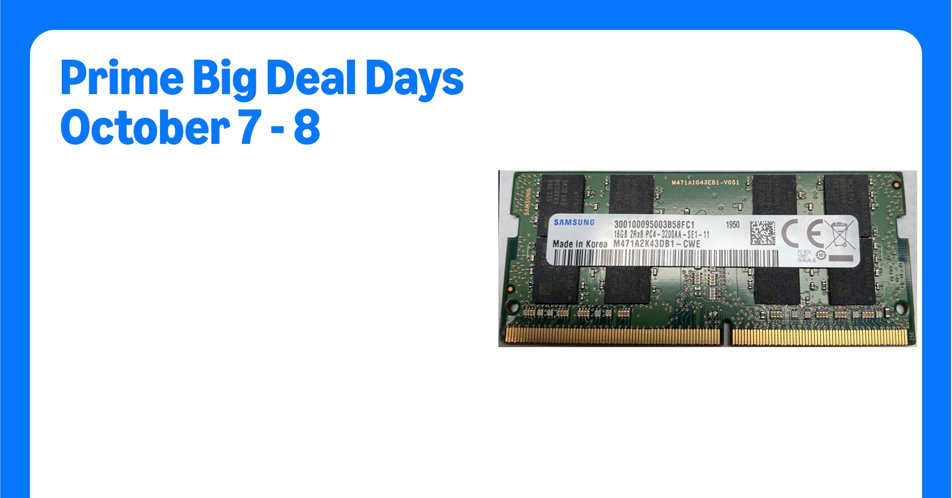 16GB DDR4 3200MHz PC4-25600 1.2V 2Rx8 260-Pin SODIMM Laptop RAM Memory Module M471A2K43DB1-CWE