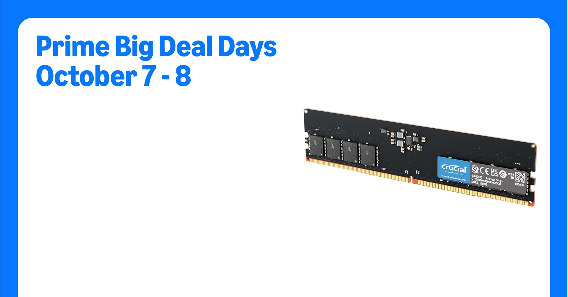Crucial 32GB DDR5 RAM, 5600MHz (or 5200MHz or 4800MHz) Desktop Memory, UDIMM 288-Pin, Compatible with 13th Gen Intel Core and AMD Ryzen 7000 - CT32G56C46U5