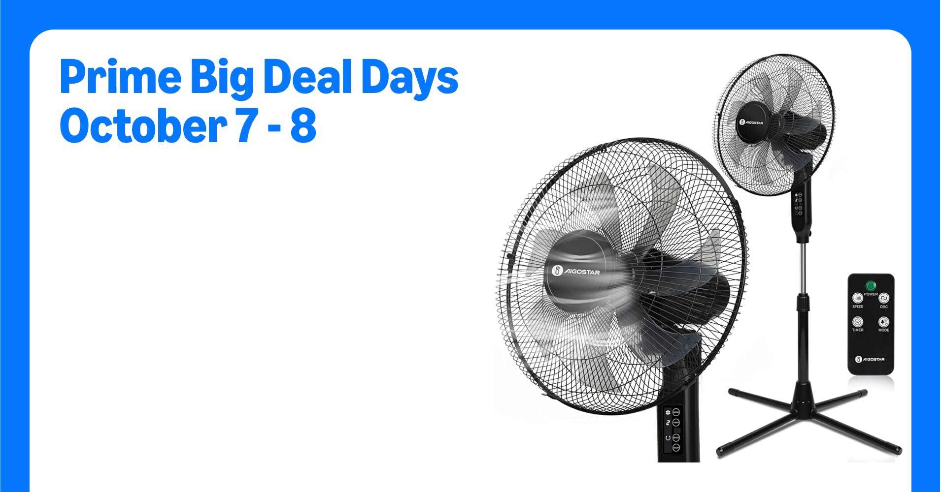 Aigostar 7-Blade Pedestal Fan Oscillating with ...