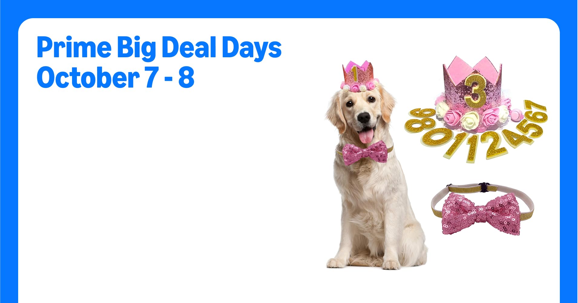 POSAPET Cat Dog Birthday Crown Hat and Bow Tie ...