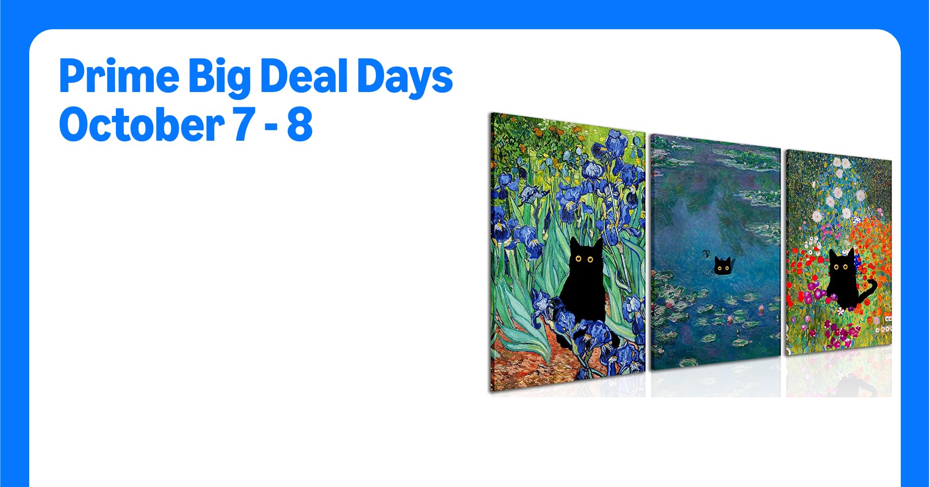Monet Wall Art Set of 3 - Funny Cat in Water Lilies ...