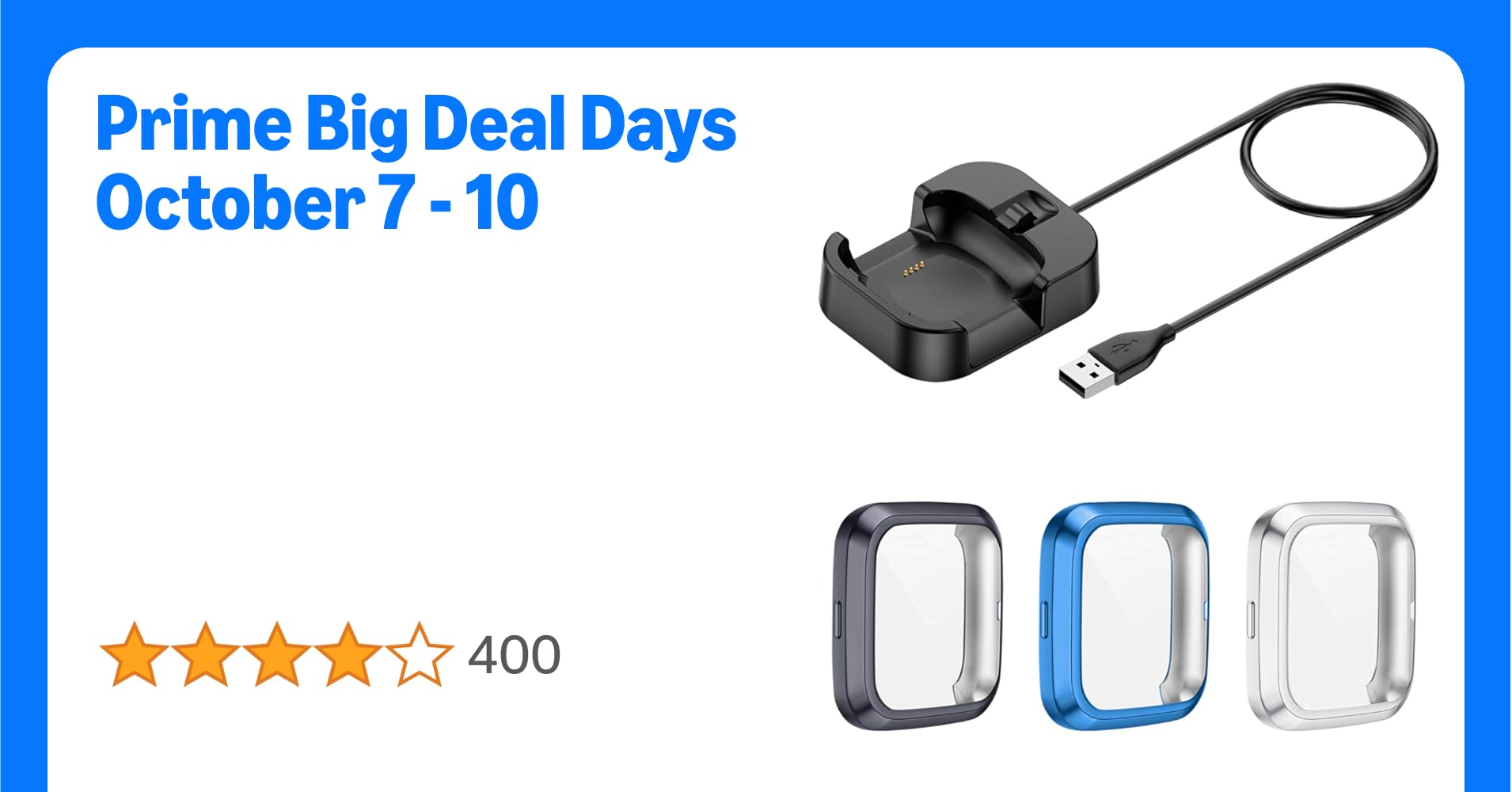 EZCO [3+1 Pack] Screen Protector Plus Charger Compatible with Fitbit Versa 2 (Not for Versa), Exclusive Charging Cable Cord Dock Soft TPU Case Cover Bumper for Versa 2 Watch (Can Charge with Case on)
