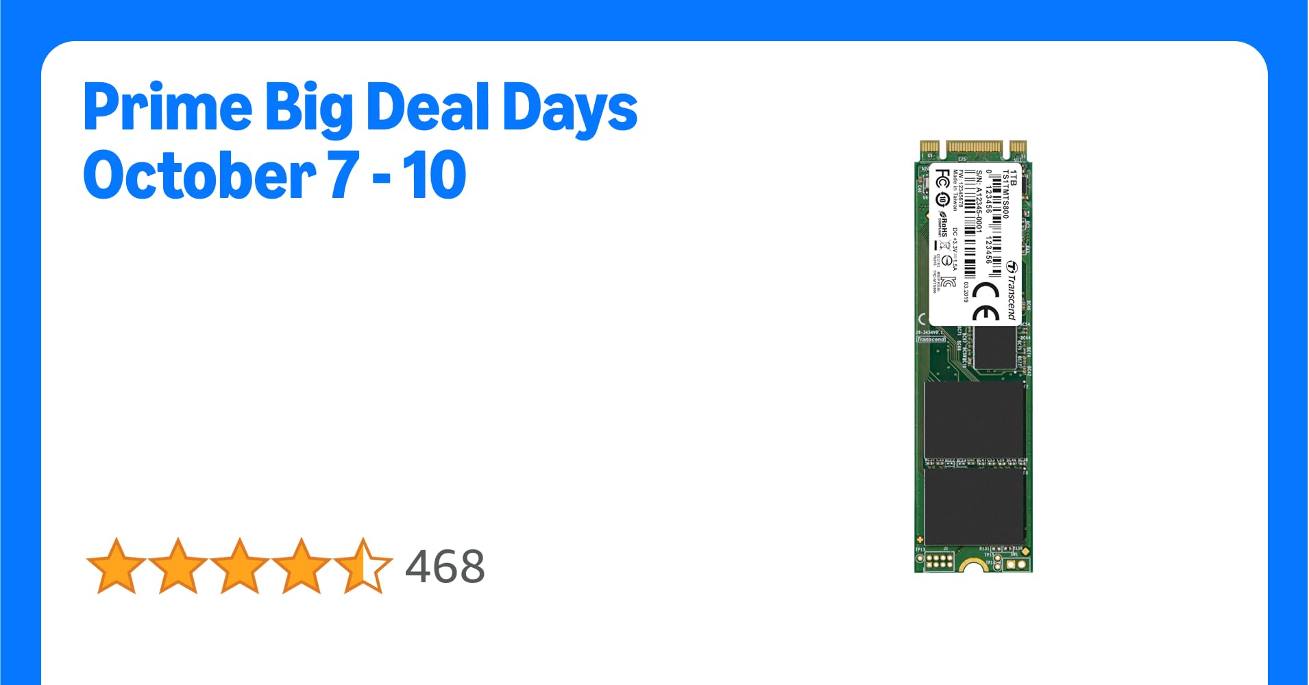 Transcend 1TB, M.2 2280 SSD, SATA3, MLC (TS1TMTS800)