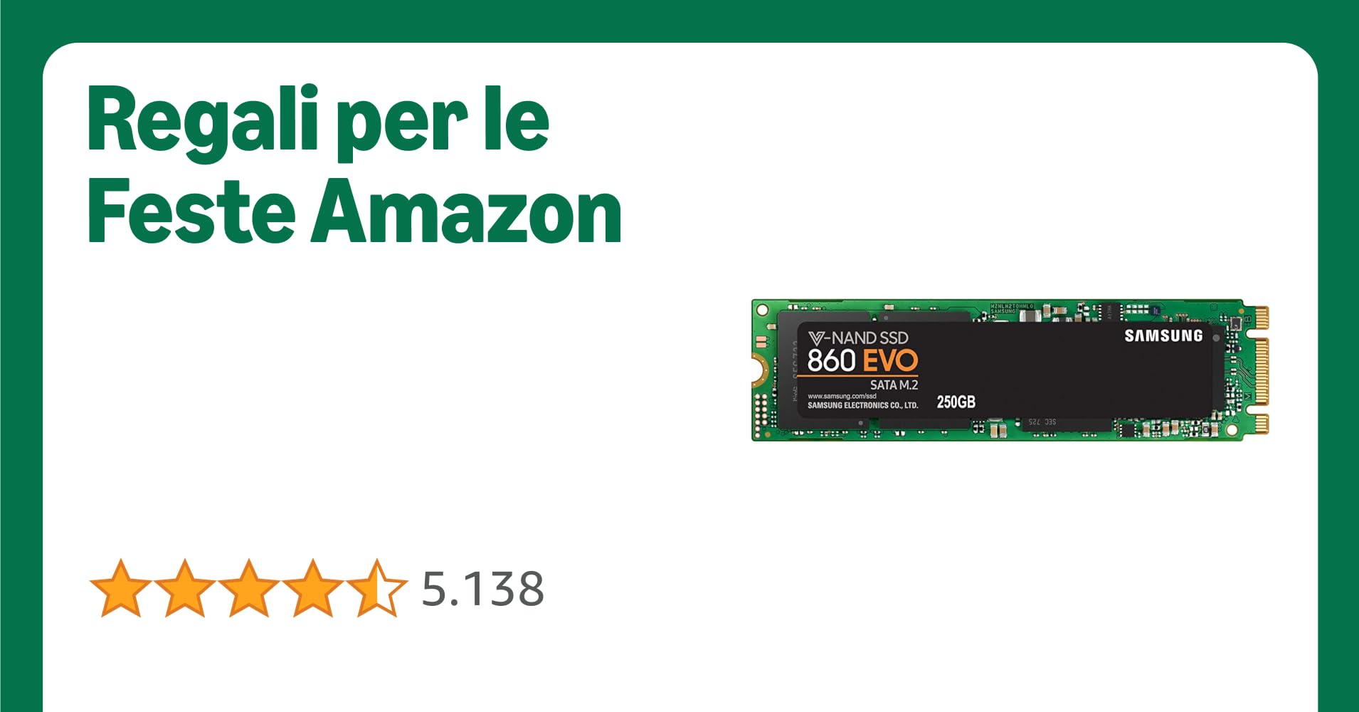 Samsung Memorie MZ-N6E250 860 EVO SSD Interno da 250 GB, SATA, M.2 Samsung Memorie MZ-N6E250 860 EVO SSD Interno da 250 GB, SATA, M.2