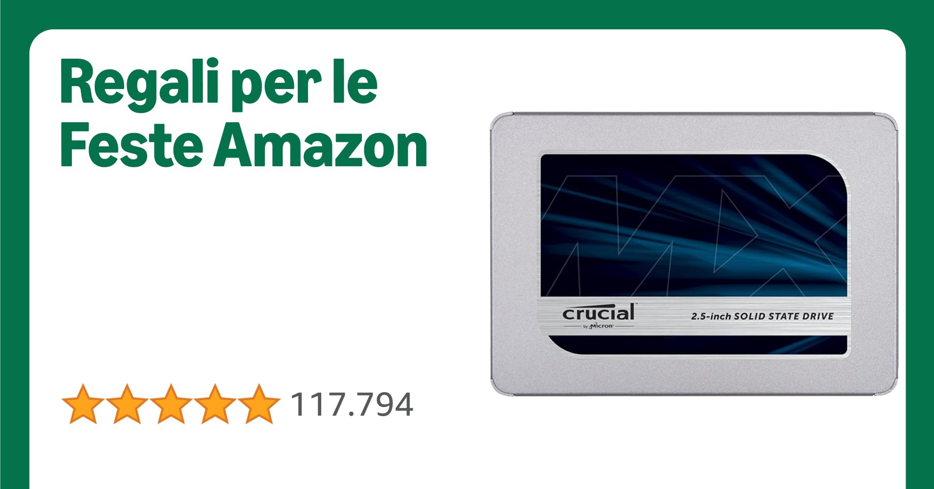 Crucial MX500 4TB 3D NAND SATA da 2,5 pollici SSD Interno - Fino a 560MB/s - CT4000MX500SSD1 Crucial MX500 4TB 3D NAND SATA da 2,5 pollici SSD Interno - Fino a 560MB/s - CT4000MX500SSD1