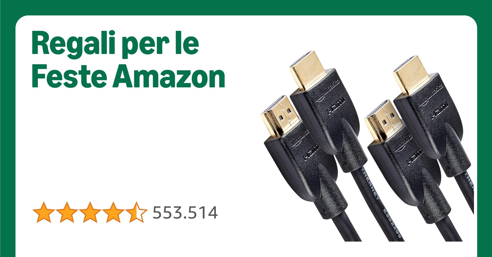Amazon Basics Confezione da 2 cavi HDMI 4K da 1.8 m, alta velocità con Ethernet 18 Gbps, 4K@60 Hz, 2160p, Nero