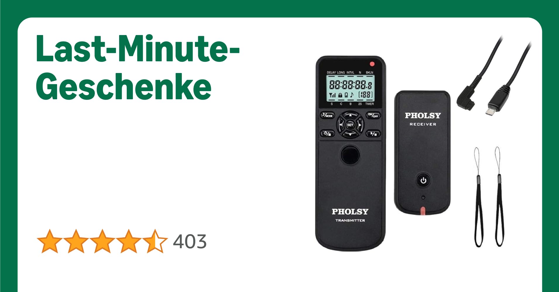 PHOLSY Kamera Fernauslöser mit HDR und Intervalometer Kabelloser Fernbedienung für Sony a1 a9 a9M2 a7M3 a7M4 a7SM3 a7RM3 a7RM4 a3500 a6600 a6500 a6400 a6100 RX100M4 RX100M7 RX10M4 HX99 a99M2 a68