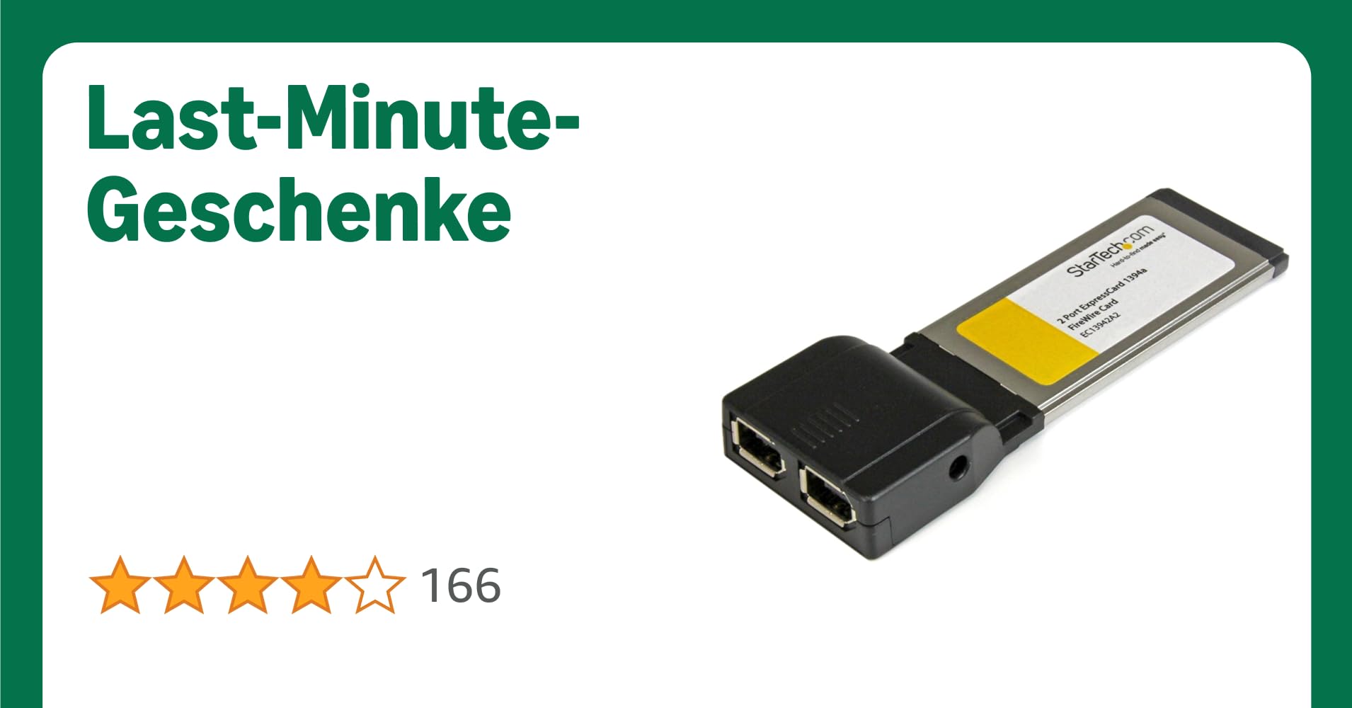 StarTech.com 2 Port IEEE 1394 FireWire Express Card Laptop Schnittstellenkarte - 2 x FireWire 400