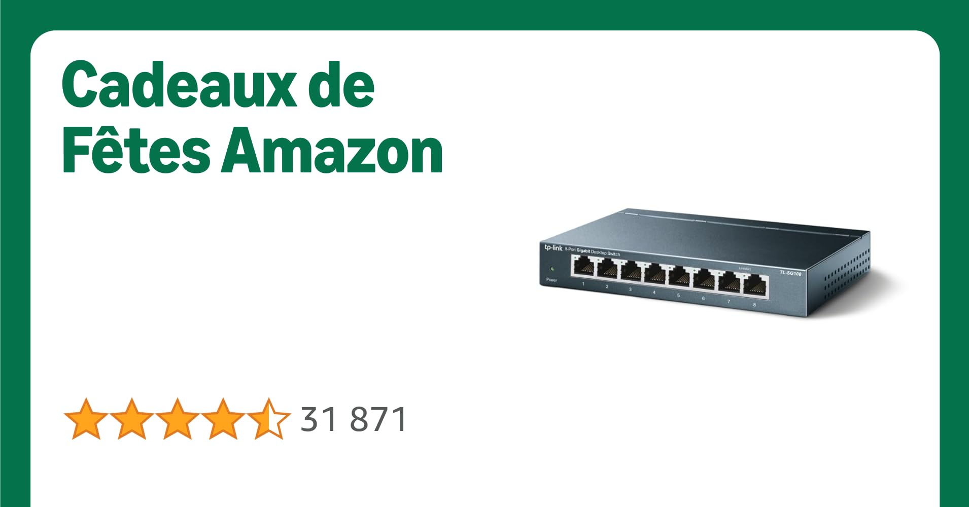 TP-Link SG108 Switch Ethernet Gigabit 8 ports RJ45 metallique 10/100/1000 Mbps, IGMP Snooping, switch RJ45 idéal pour étendre le réseau câblé pour les bureaux à domicile Bleu Métallique TP-Link SG108 Switch Ethernet Gigabit 8 ports RJ45 metallique 10/100/1000 Mbps, IGMP Snooping, switch RJ45 idéal pour étendre le réseau câblé pour les bureaux à domicile Bleu Métallique
