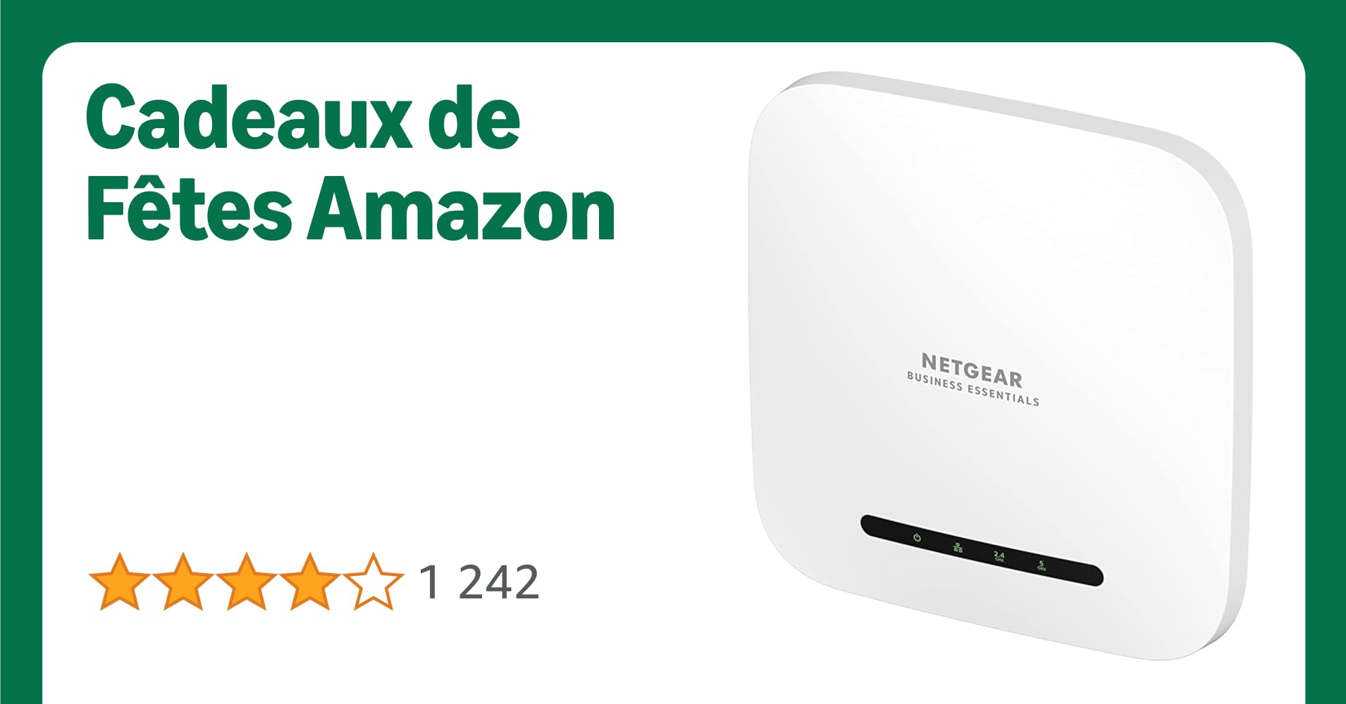 NETGEAR Point d'accès WiFi 6 PoE (WAX220) - Borne WiFi 6 - Vitesse WiFi 6 Dual-Band AX4200 | 1 Port PoE+ 2,5 G Ethernet | 802.11ax | Sécurité WPA3 | Créez jusqu'à 4 réseaux sans Fil distincts NETGEAR Point d'accès WiFi 6 PoE (WAX220) - Borne WiFi 6 - Vitesse WiFi 6 Dual-Band AX4200 | 1 Port PoE+ 2,5 G Ethernet | 802.11ax | Sécurité WPA3 | Créez jusqu'à 4 réseaux sans Fil distincts