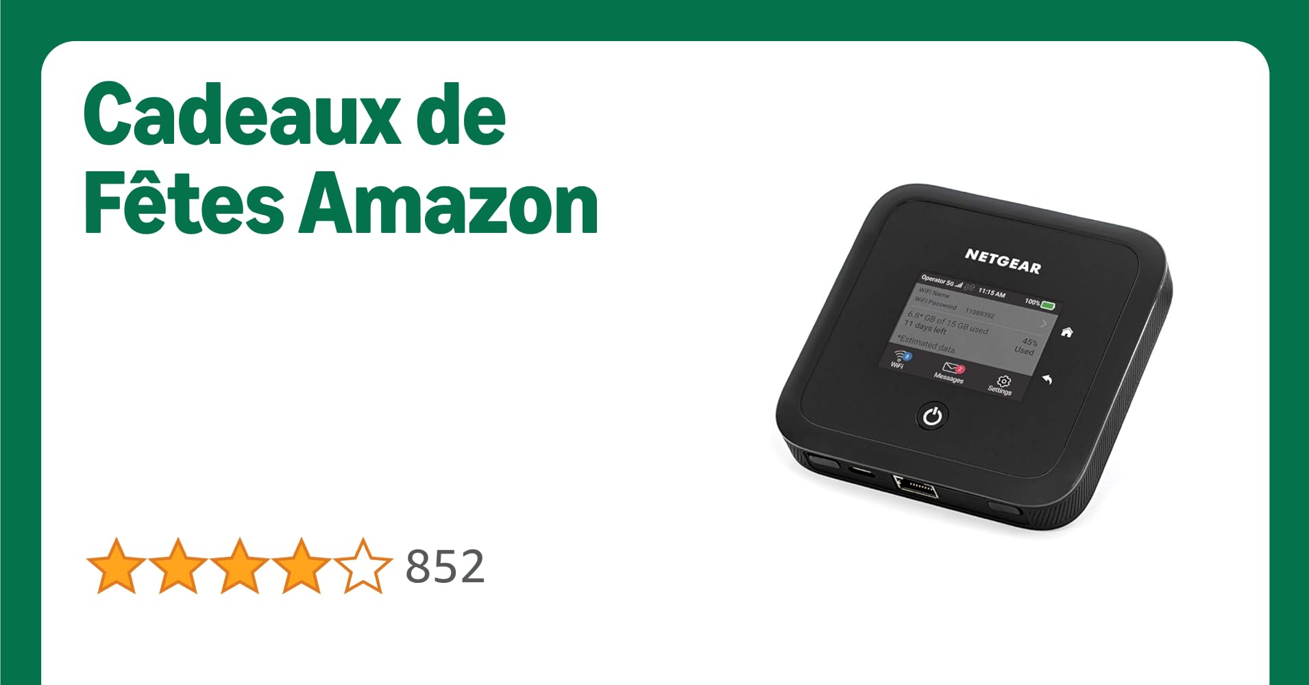 NETGEAR Routeur 5G SIM WiFi 6 (MR5200), Routeur Mobile 5G WiFi puissant 1.8 Gbit/s | Connecte jusqu'à 32 appareils | Wifi sécurisé mobile | Compatible toutes SIM tous opérateurs, Batterie longue durée