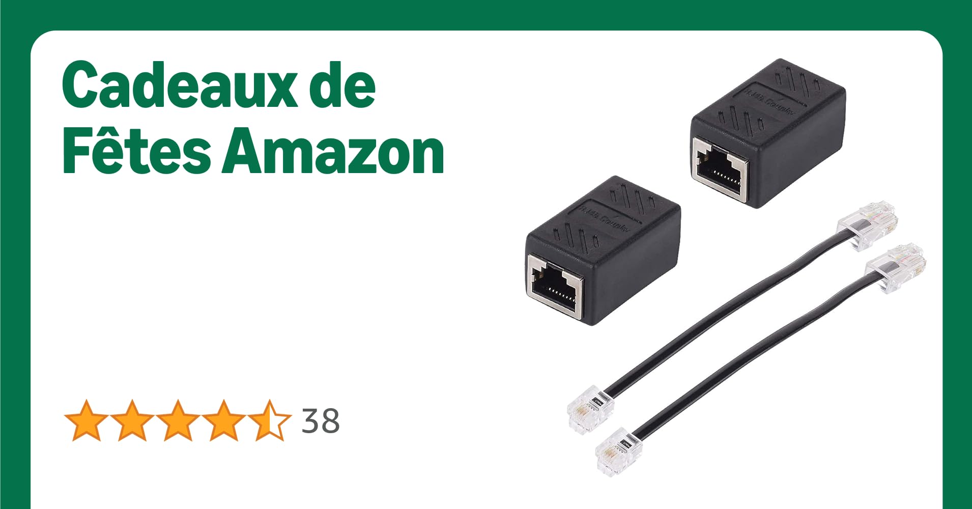 SHONCO Lot de 2 répartiteurs Ethernet RJ45 - Adaptateur RJ45 femelle vers RJ11 mâle pour rallonge de câble Ethernet - Noir SHONCO Lot de 2 répartiteurs Ethernet RJ45 - Adaptateur RJ45 femelle vers RJ11 mâle pour rallonge de câble Ethernet - Noir