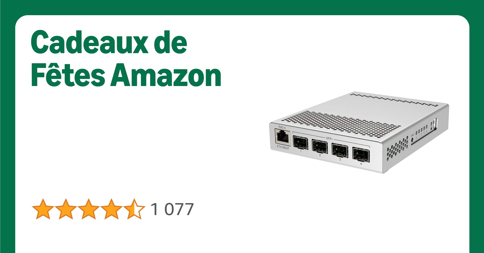 MikroTik CRS305-1G-4S+in commutateur réseau Géré Gigabit Ethernet (10/100/1000) Connexion Ethernet, supportant l'alimentation Via ce Port (PoE) Blanc MikroTik CRS305-1G-4S+in commutateur réseau Géré Gigabit Ethernet (10/100/1000) Connexion Ethernet, supportant l'alimentation Via ce Port (PoE) Blanc