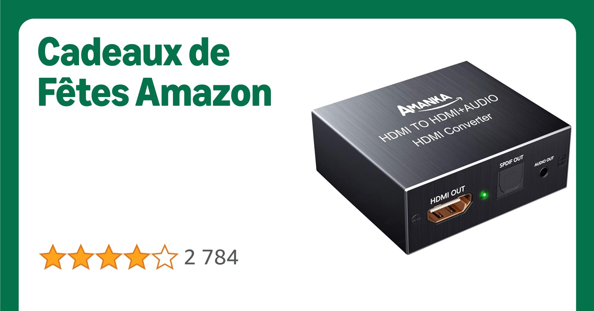 AMANKA HDMI Audio Extractor, Convertisseur HDMI Optique 4Kx2K Extracteur Audio HDmi pour PS3 Xbox HD DVD PS4 Sky HD Plasma Blu-Ray Home Cinéma Soutien 3D 4K-Aluminum
