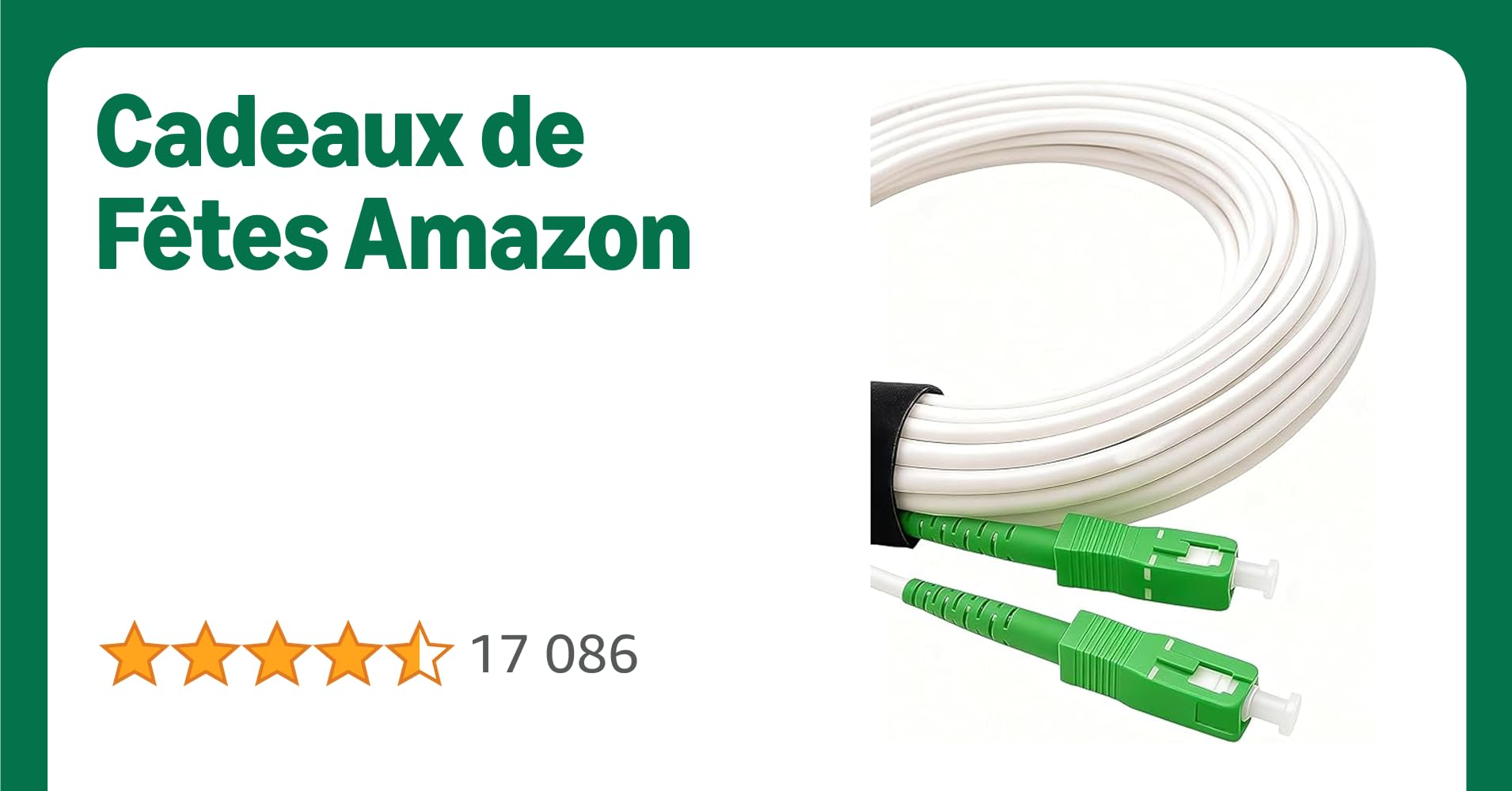 Elfcam® -10m Câble/Rallonge Fibre Optique (Orange SFR Bouygues) - Jarretière Simplex Monomode SC-APC à SC-APC - Blindage et Connecteur Renforcée - Perte Très Fiable - Blanc, 10M