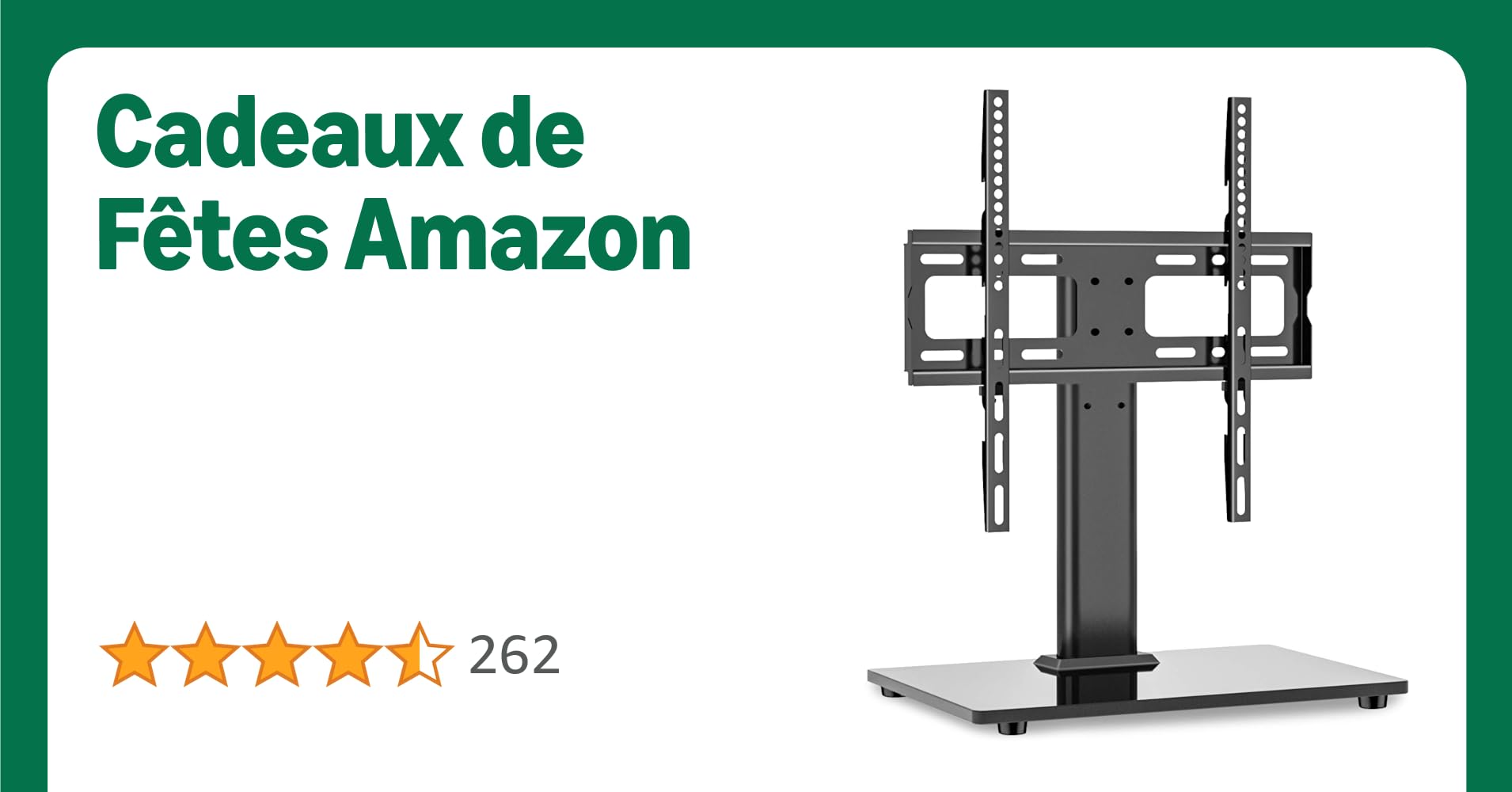 RFIVER Support TV sur Pied avec Base en Verre Trempé, Hauteur Réglable Pied TV Universel Pivotant, pour Télévisions de 26 à 55 Pouces LCD/LED/Plasma, VESA Maximal 400x400 mm, Noir