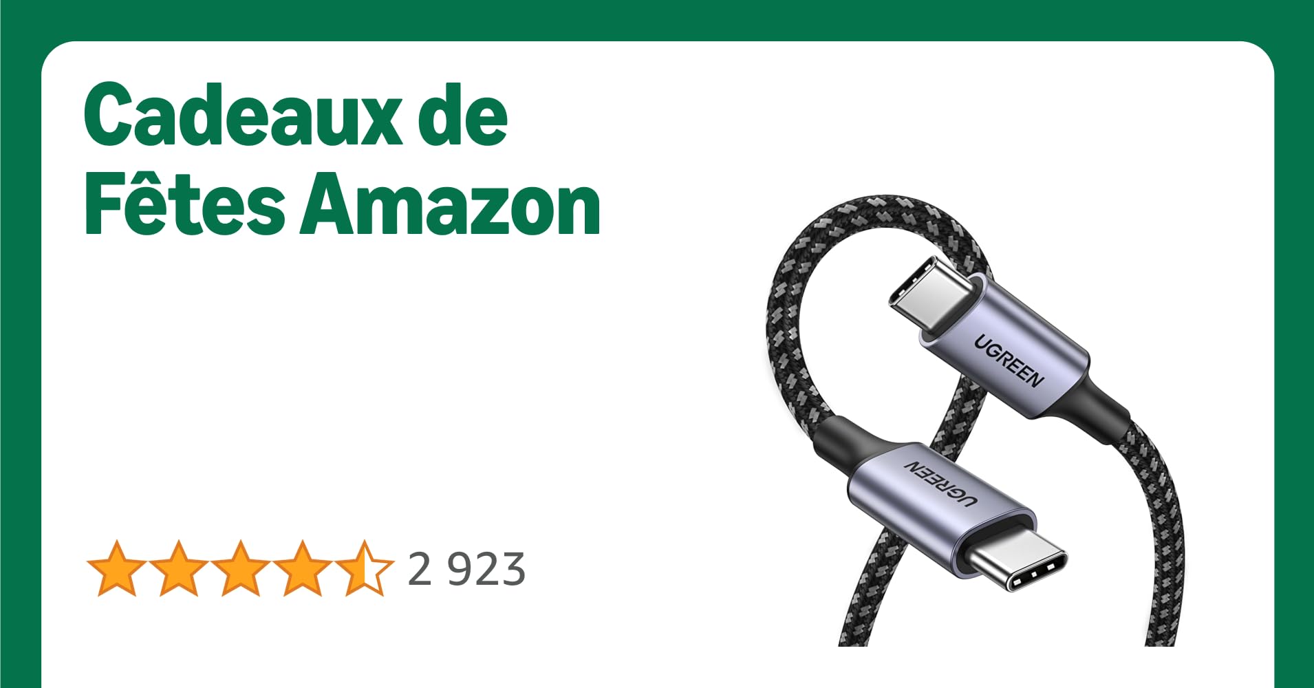 UGREEN Câble USB C vers USB C 3.1 60W Sync Data 5Gbps Supporte Vidéo 4K 60Hz Compatible avec iPhone 16 Plus Pro Max 15 MacBook iPad Galaxy S24 Plus Ultra S23 S22 A55 A35 A15 (1M) UGREEN Câble USB C vers USB C 3.1 60W Sync Data 5Gbps Supporte Vidéo 4K 60Hz Compatible avec iPhone 16 Plus Pro Max 15 MacBook iPad Galaxy S24 Plus Ultra S23 S22 A55 A35 A15 (1M)