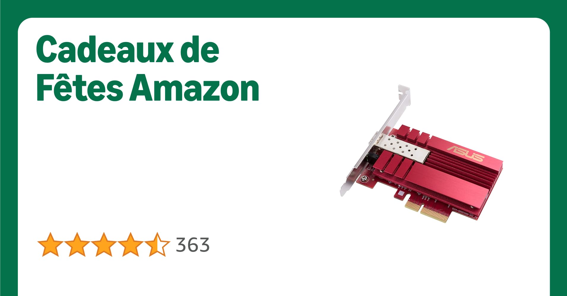 ASUS XG-C100F - Adaptateur réseau 10G PCIe, port SPF+ pour transmissions par la fibre optique et câble DAC ASUS XG-C100F - Adaptateur réseau 10G PCIe, port SPF+ pour transmissions par la fibre optique et câble DAC