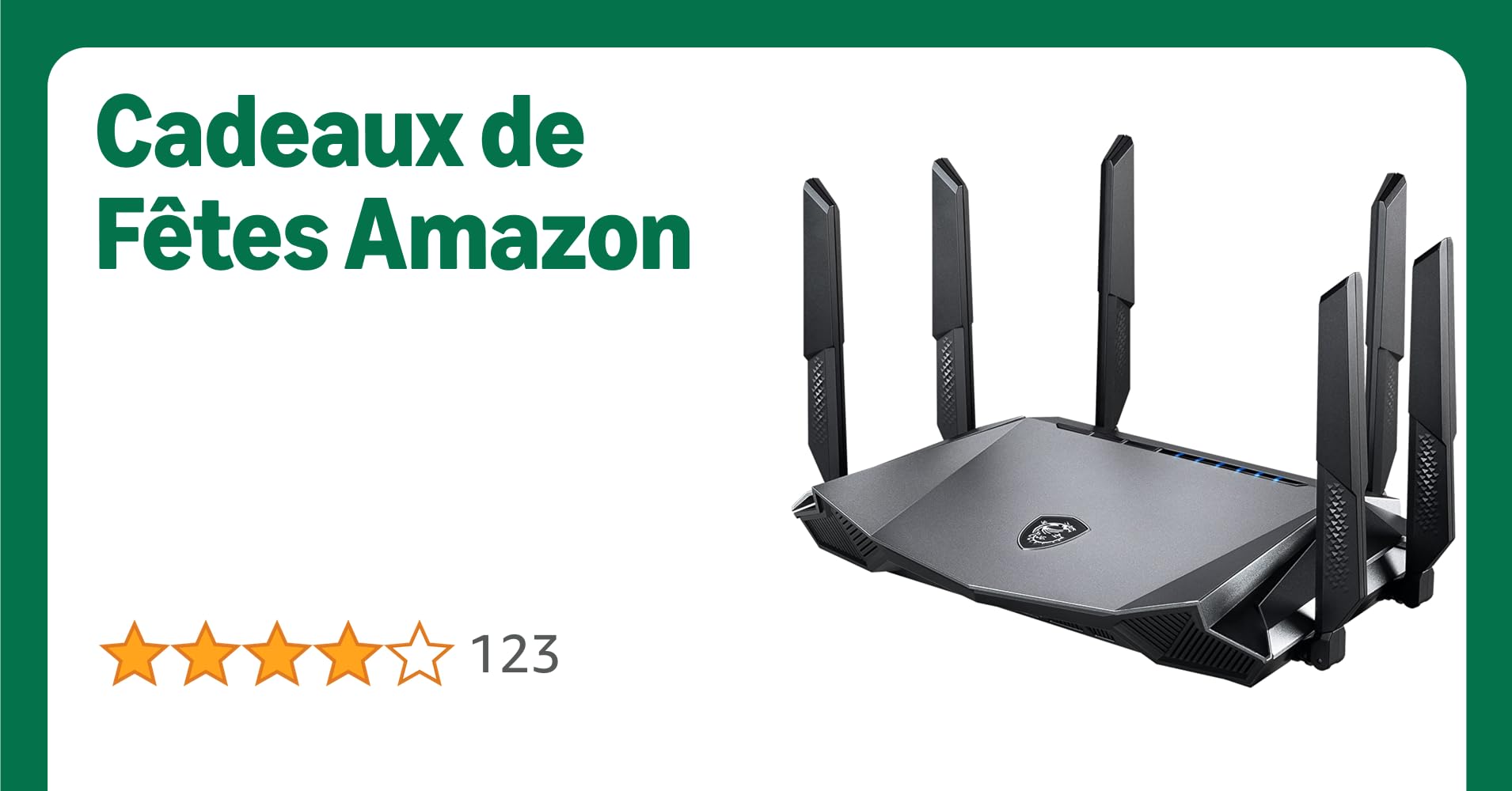 MSI Radix AX6600 WiFi 6 Routeur Gaming Tri-Bande - WLAN Rapide jusqu'à 6600 Mbps (5GHz, 2.4GHz sans Fil), Priorité AI QoS, MU-MIMO, Beamforming, WPA3, WAN/LAN 2.5G & 4 x Ports LAN 1G