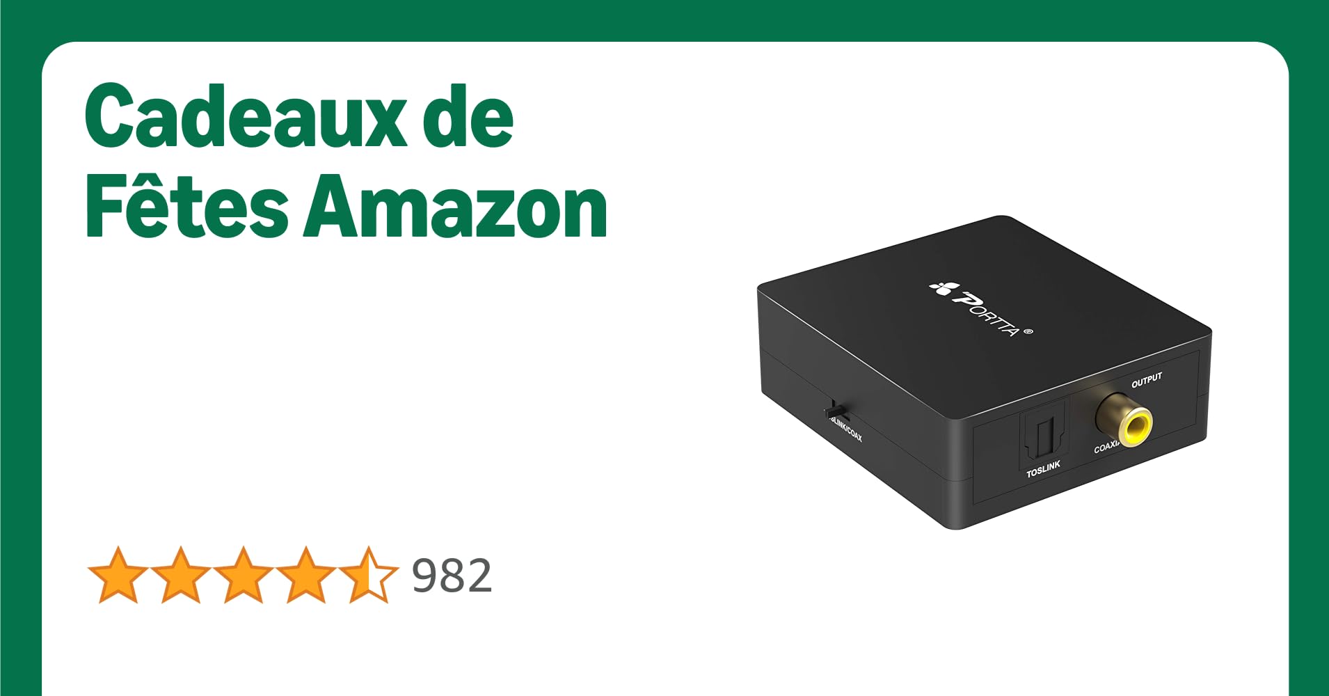 Portta Audio Convertisseur Numérique SPDIF Optique Coaxial Toslink vers Numérique SPDIF Optique Coaxial Toslink Adaptateur Bidirectiontionnel 2 Port 2 x Entrées à 1 x Sortie pour