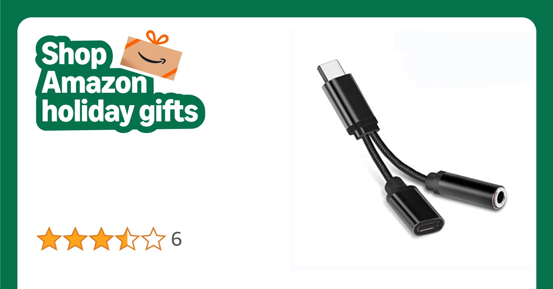 2in1 USB Type C Cable - 2in1 USB-C Type C to 3.5mm Jack AUX Audio Cable Charging Cable Headphone Adapter - Black