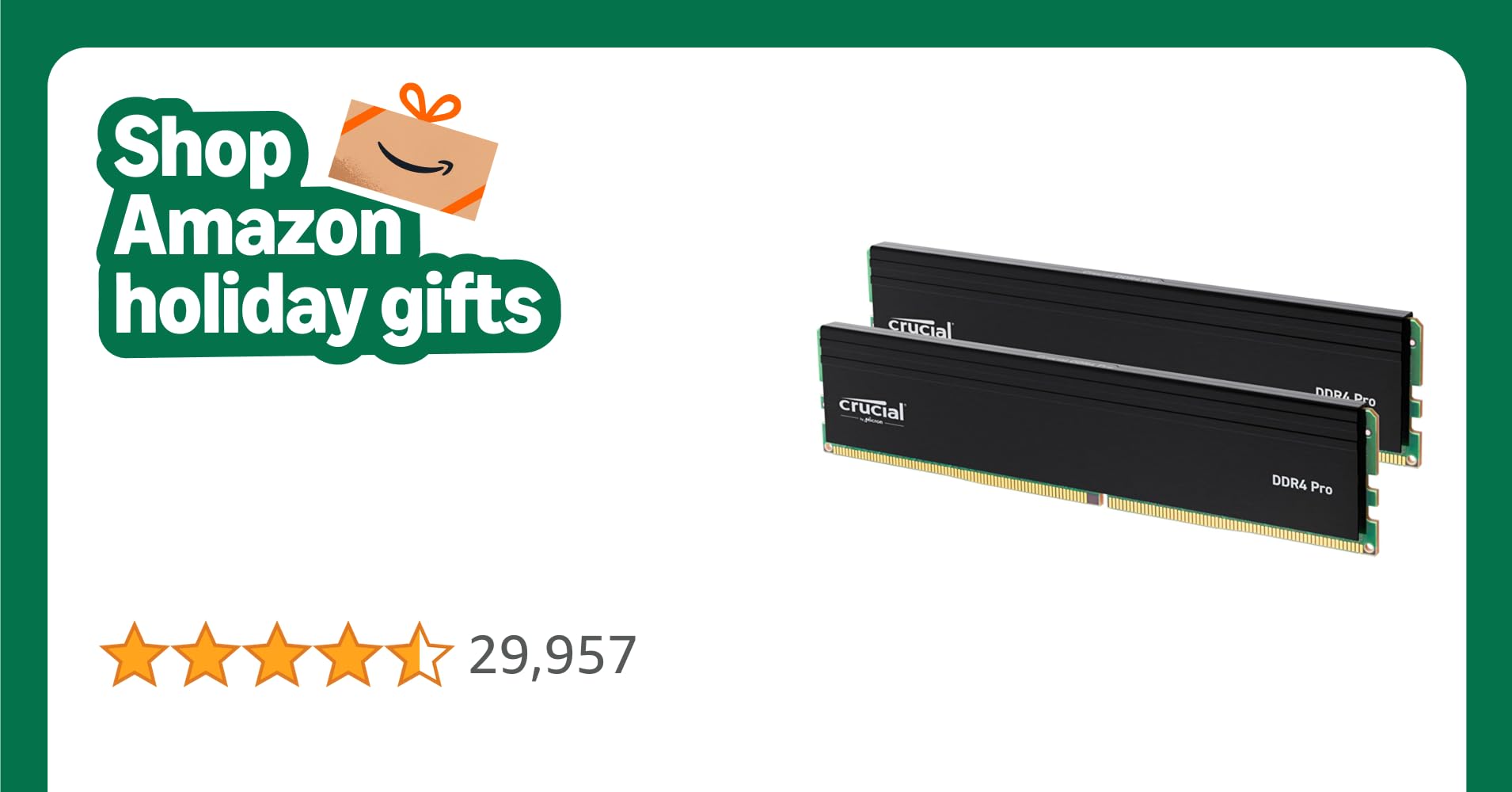 Crucial Pro DDR4 RAM 32GB Kit (2x16GB) 3200MHz, Intel XMP 2.0, Computer Memory (PC) - CP2K16G4DFRA32A