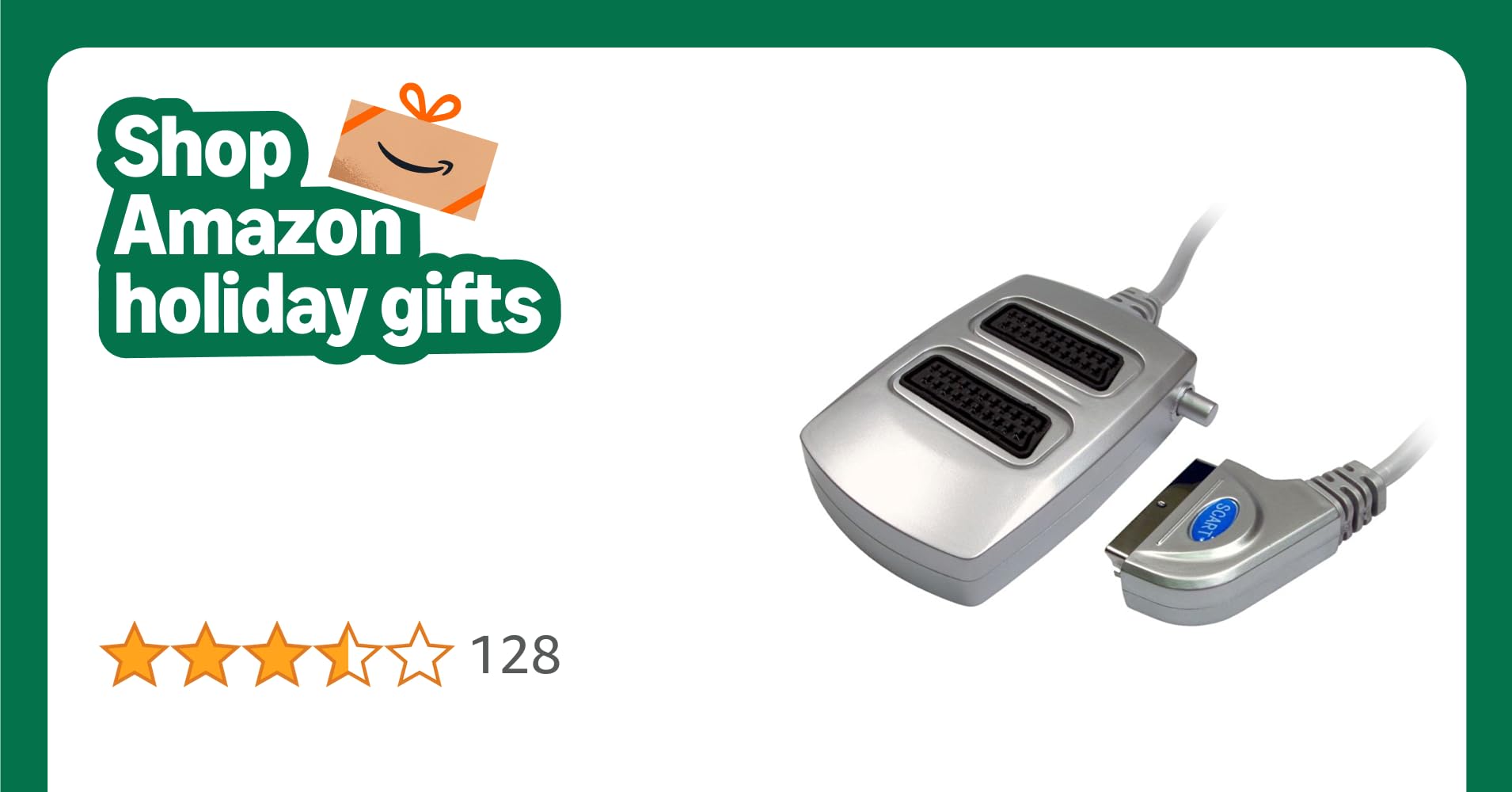 CDL Micro 2 Way Switched SCART Cable Box Signal Splitter for TV/DVD/VHS/Xbox/Freeview - Silver