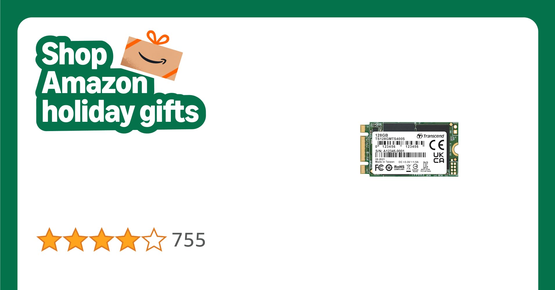 Transcend 128 GB SATA III 6GB/S MTS400 42mm M.2 SSD Solid State Drive, TS128GMTS400 Transcend 128 GB SATA III 6GB/S MTS400 42mm M.2 SSD Solid State Drive, TS128GMTS400