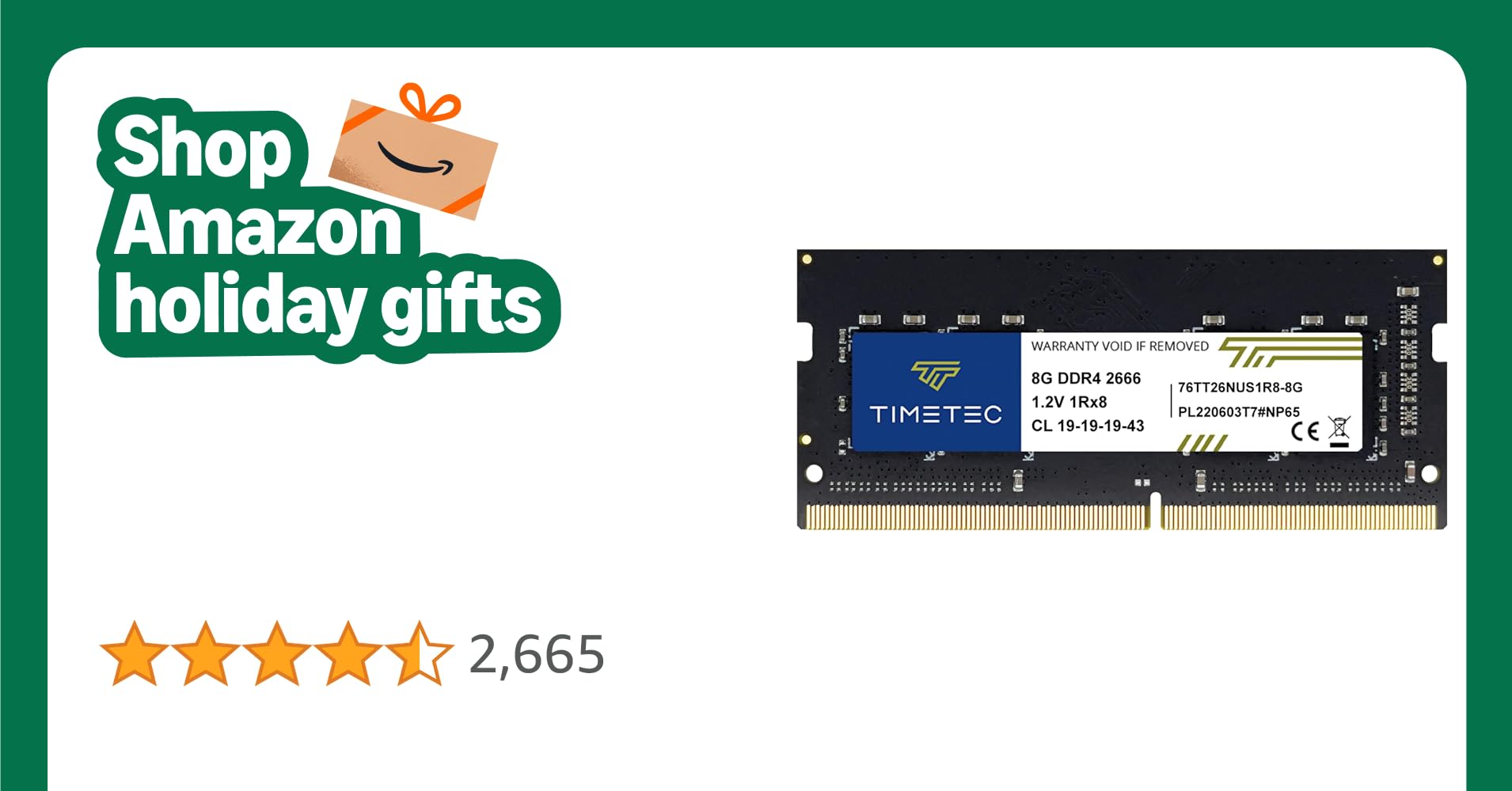 Timetec 8GB DDR4 2666MHz (DDR4-2666) PC4-21300 (PC4-2666V) Non-ECC Unbuffered 1.2V CL19 1Rx8 Single Rank 260 Pin SODIMM Laptop Notebook PC Computer Memory RAM Module Upgrade Timetec 8GB DDR4 2666MHz (DDR4-2666) PC4-21300 (PC4-2666V) Non-ECC Unbuffered 1.2V CL19 1Rx8 Single Rank 260 Pin SODIMM Laptop Notebook PC Computer Memory RAM Module Upgrade