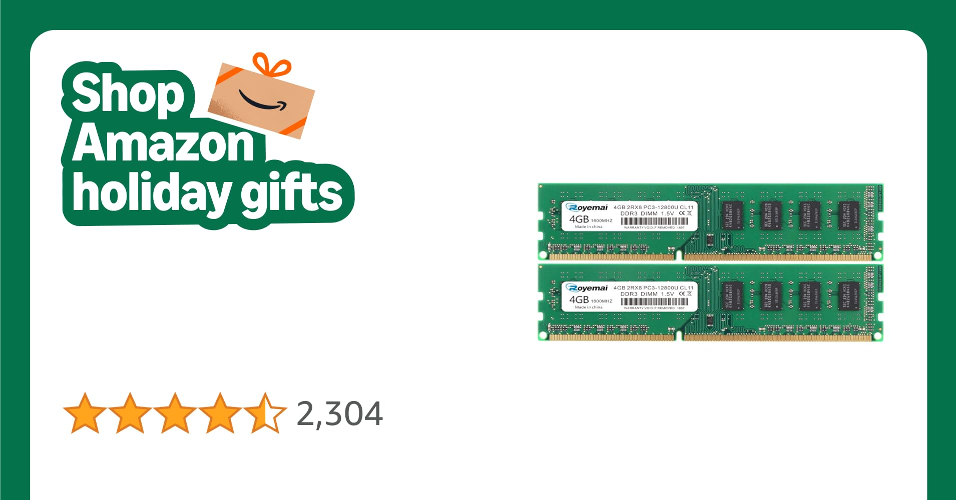 8GB Kit (2x 4GB) DDR3 1600Mhz PC3 12800U RAM 2Rx8 240-pin 1.5V CL11 Desktop Memory Upgrade Chips