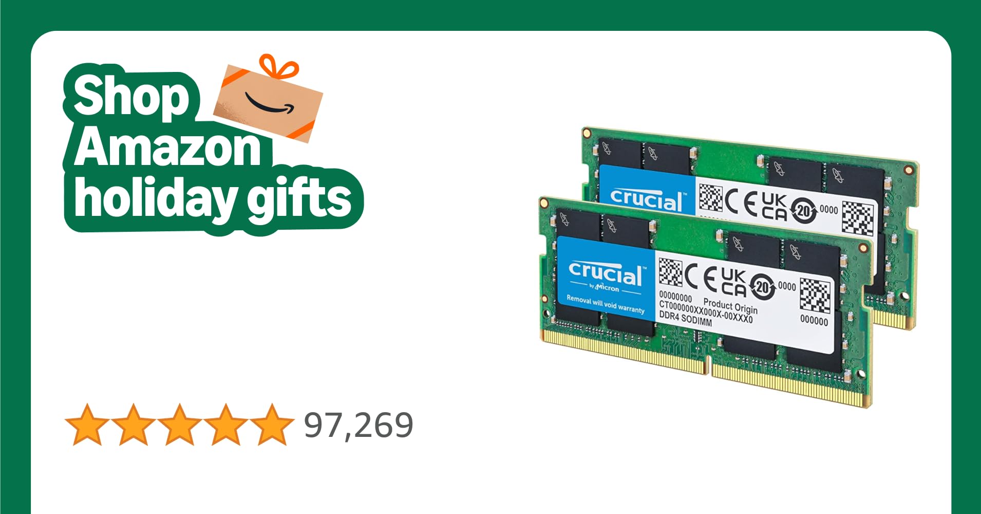 Crucial 32GB DDR4 RAM Kit (2x16GB), 3200MHz (PC4-25600) CL22 Laptop Memory, SODIMM 260-Pin, Downclockable to 2933/2666MHz, Compatible with 13th Gen Intel Core and AMD Ryzen 7000 - CT2K16G4SFRA32A