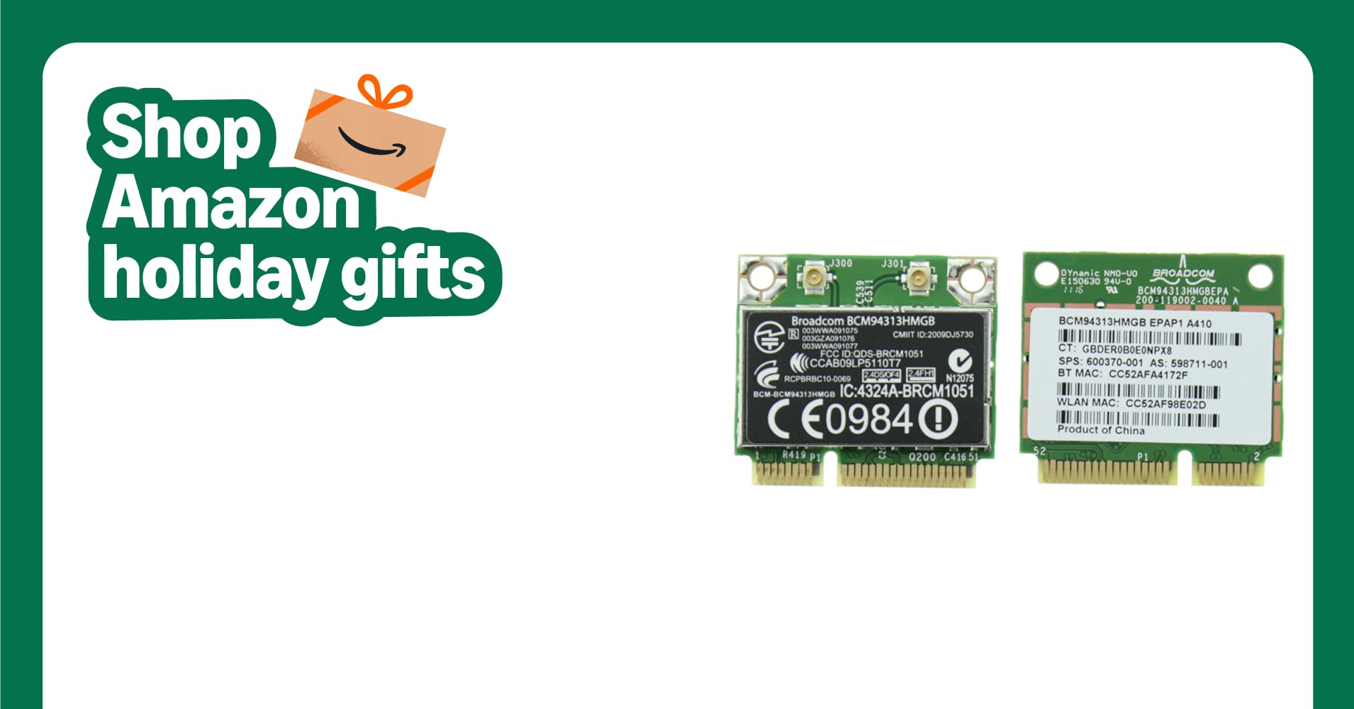 HP WIFI WIRELESS BLUETOOTH 3.0 CARD BCM94313HMGB 600370-001 G6 CQ42 DV6 G43 HP WIFI WIRELESS BLUETOOTH 3.0 CARD BCM94313HMGB 600370-001 G6 CQ42 DV6 G43