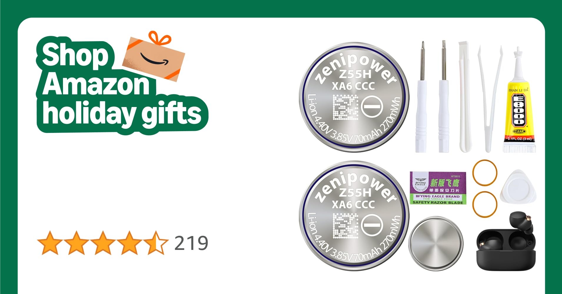 Pack of 2 Z55H Batteries, Compatible with WF-1000X WF-1000XM4 WF-1000XM3 WF-SP900 WF-H800 WF-SP700N WF-XB700 WF-C700N WF-C500 WI-SP600N WI-C600N 0N 0N with 0N 3.85 V, 70 mAh