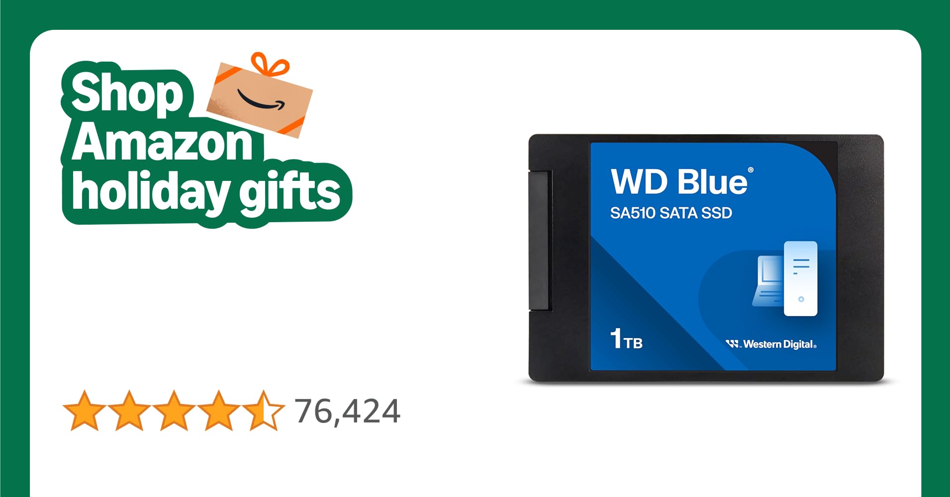 Western Digital 1TB WD Blue SA510 SATA Internal Solid State Drive SSD - SATA III 6 Gb/s, 2.5"/7mm, Up to 560 MB/s - WDS100T3B0A Western Digital 1TB WD Blue SA510 SATA Internal Solid State Drive SSD - SATA III 6 Gb/s, 2.5"/7mm, Up to 560 MB/s - WDS100T3B0A