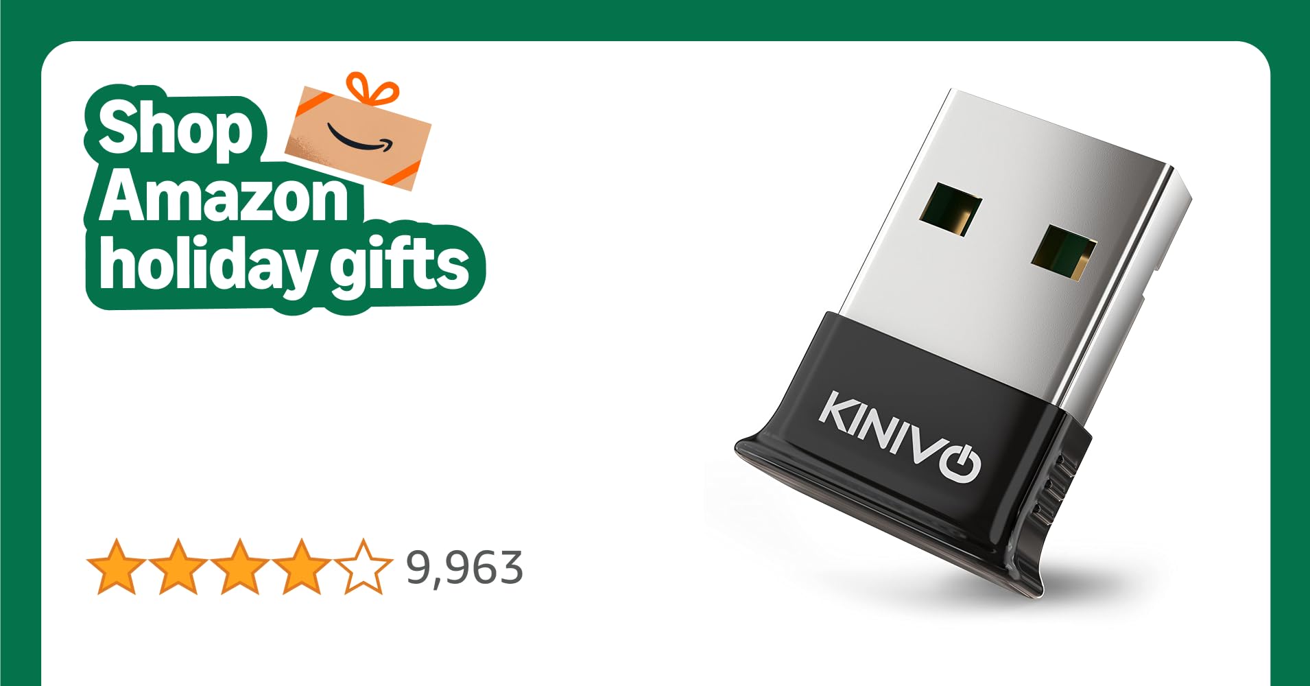 Kinivo USB Bluetooth Adapter for PC BTD400 (Bluetooth 4.0 Dongle Receiver, Low Energy) - Compatible with Windows 11/10/8.1/8, Raspberry Pi, Linux, Laptop & Headphones