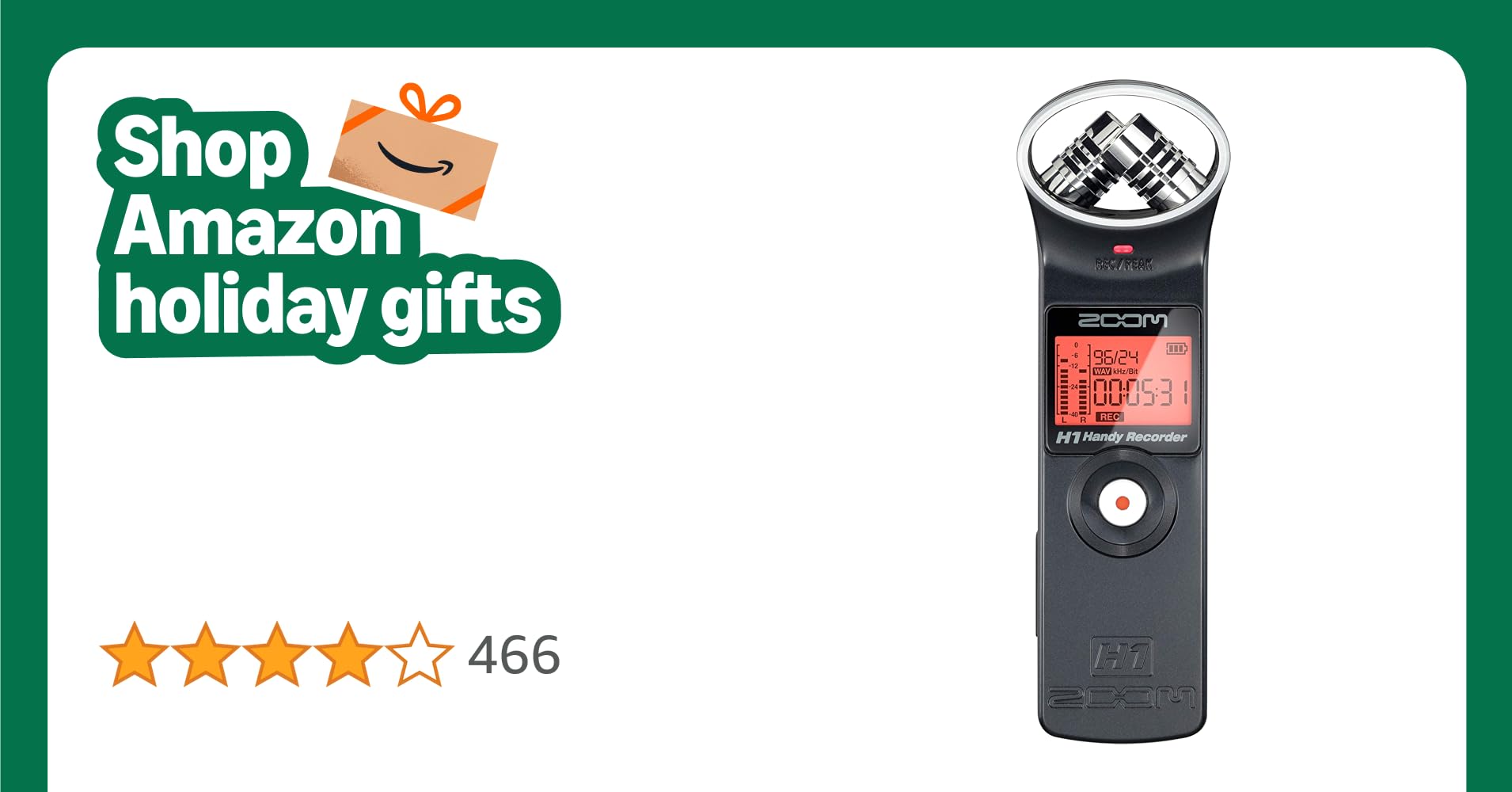 Zoom H1 Handy Recorder - Matte Black