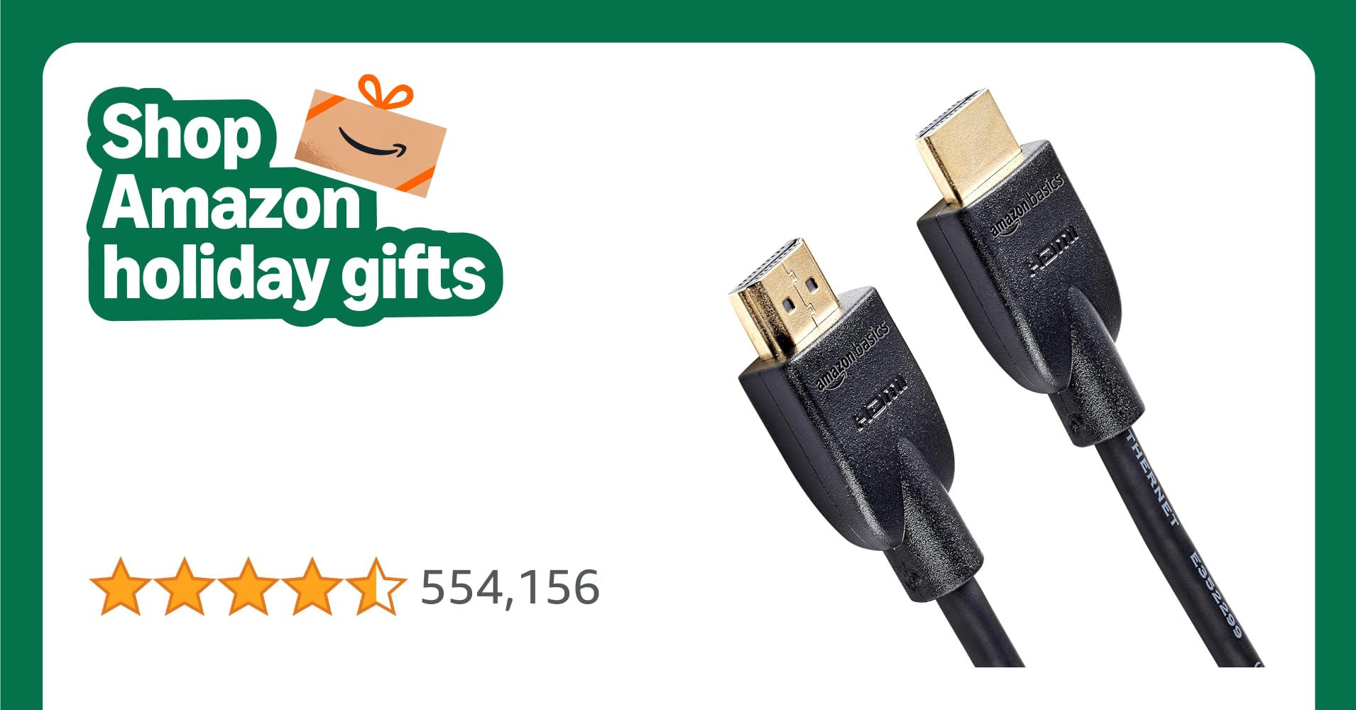 Amazon Basics 4K HDMI Cable 1.8m - 18Gbps High Speed with Ethernet, 4K@60Hz, 2160p, Black