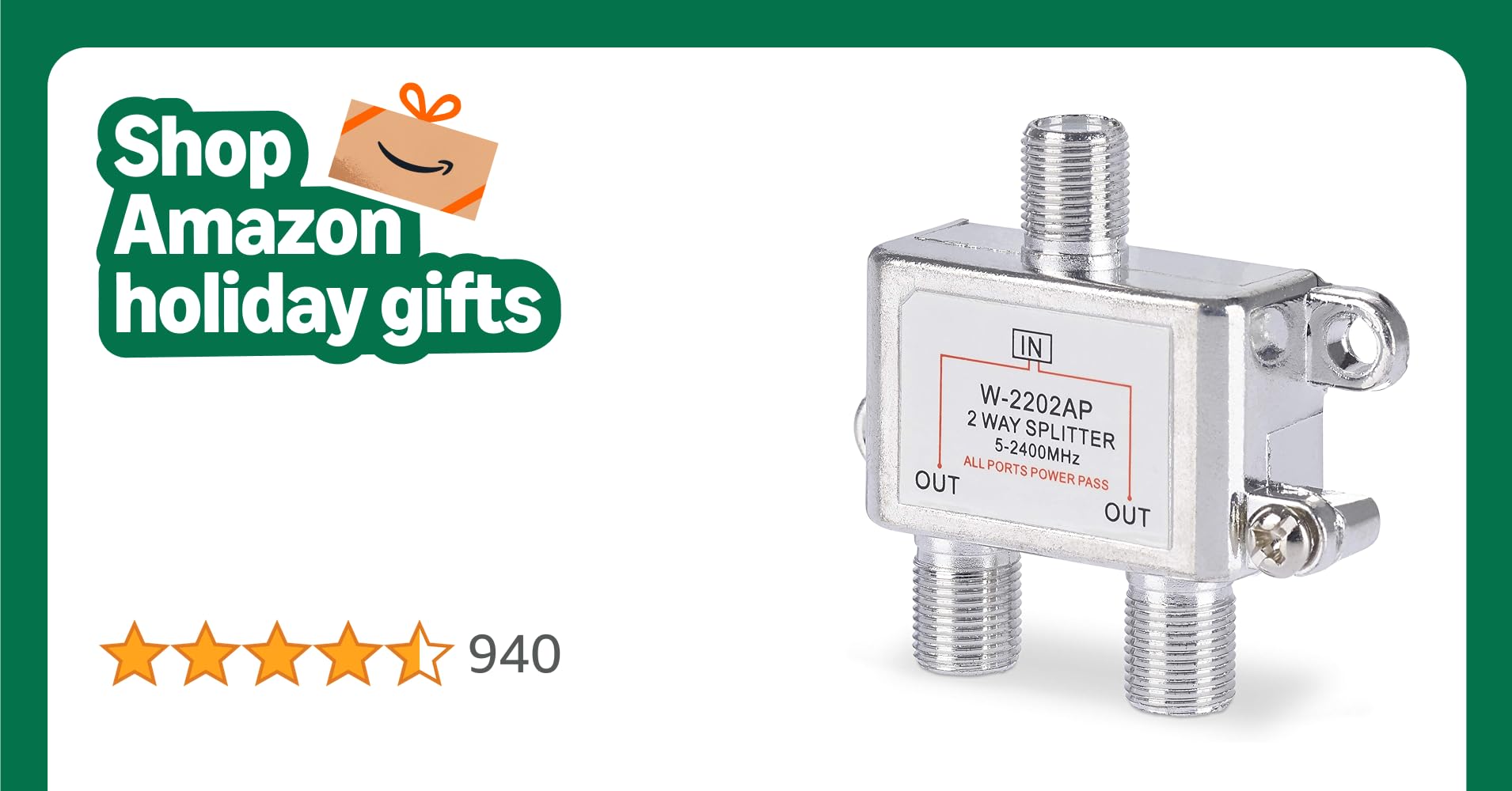 SSL Satellites 2 Way Satellite Splitter For Freesat, Freeview, Cable, Modem, Virgin Dbox & SKY